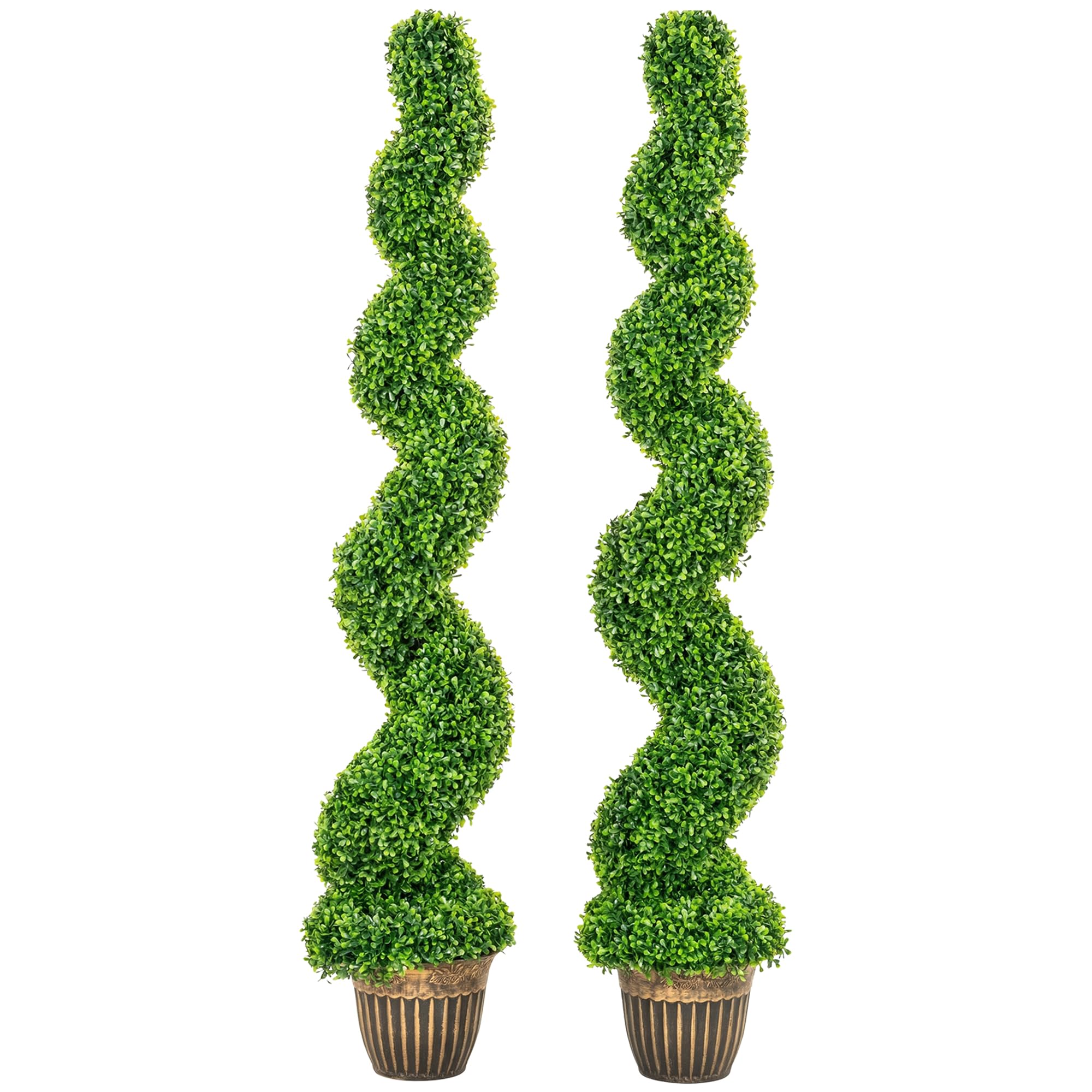 HOMCOM Topiary Spiral Boxwood Trees in Pot Set of 2 150cm Green