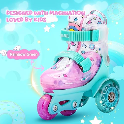 Miniatura 2 de SULIFEEL Patines ajustables para niñas y niños, divertidas ruedas iluminadoras con luz flash tipo equilibrio de tres puntos, adecuado para