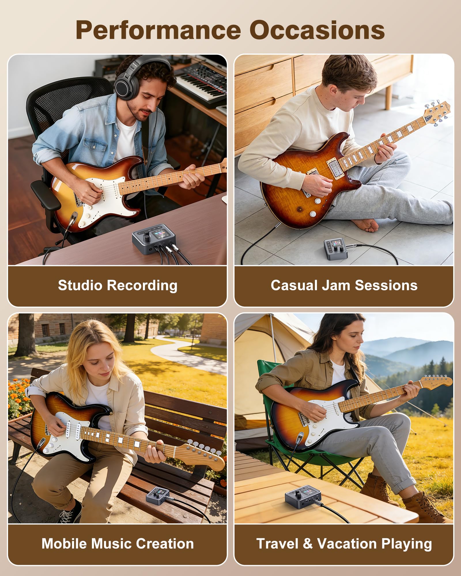 New Bee Pedale Chitarra Elettrica 6 Moduli Effetti 80 Preset Effetti Chitarra Elettrica Ricaricabile Multieffetto Pedale per Chitarra Registrazione interna OTG