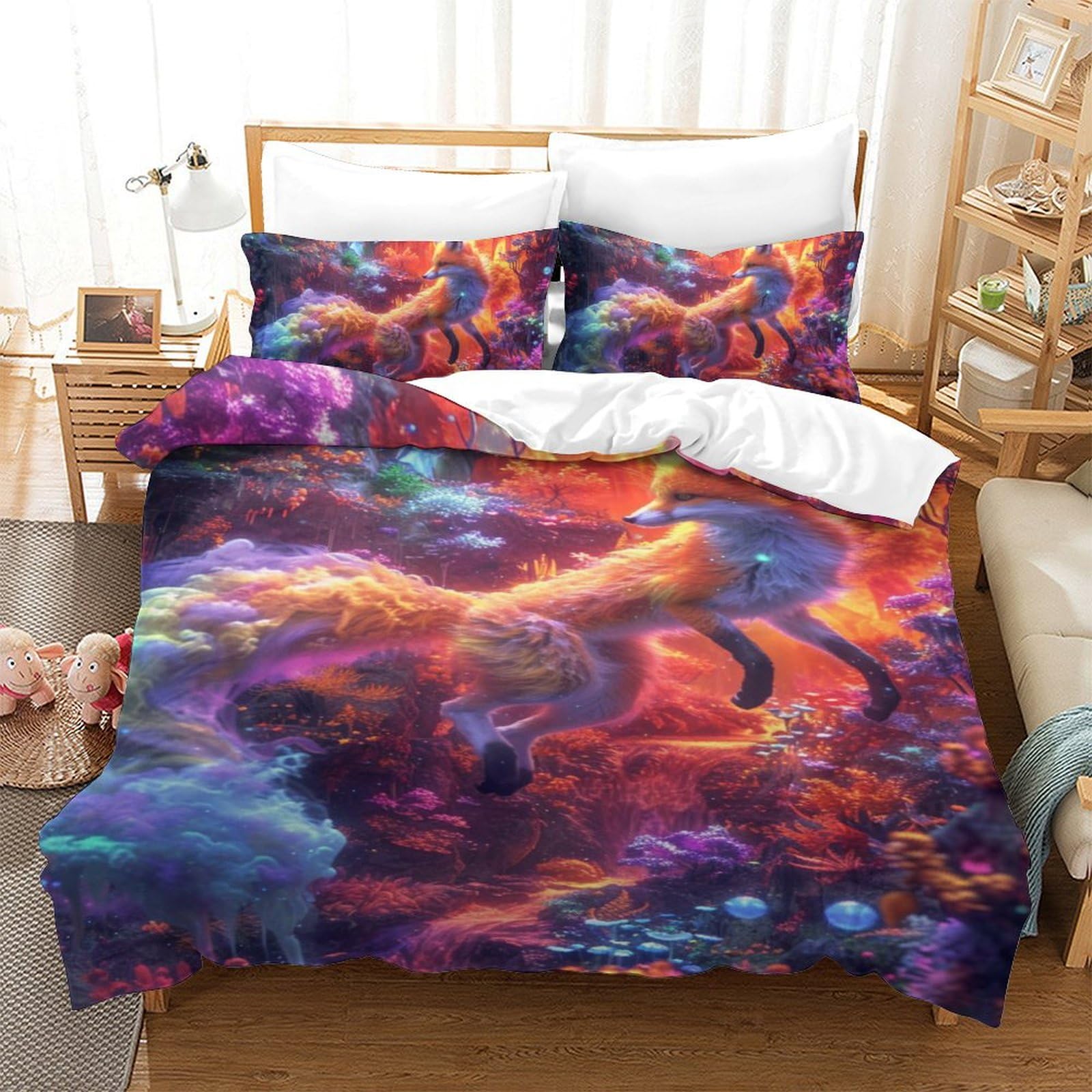 Housse de couette renard de la jungle pour chambre d'enfant
