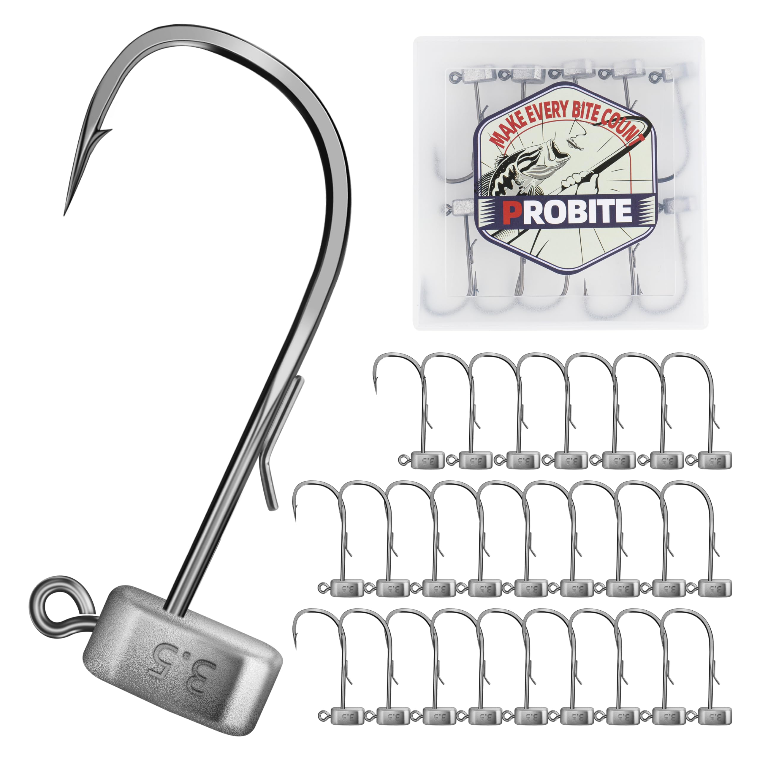 25/30 PCS Weedless Ned Rig Jig Heads with Secure Bait Keeper - Anti-Slip Design for Weedless Finesse Bass Fishing, 3/32 1/8 3/16 oz