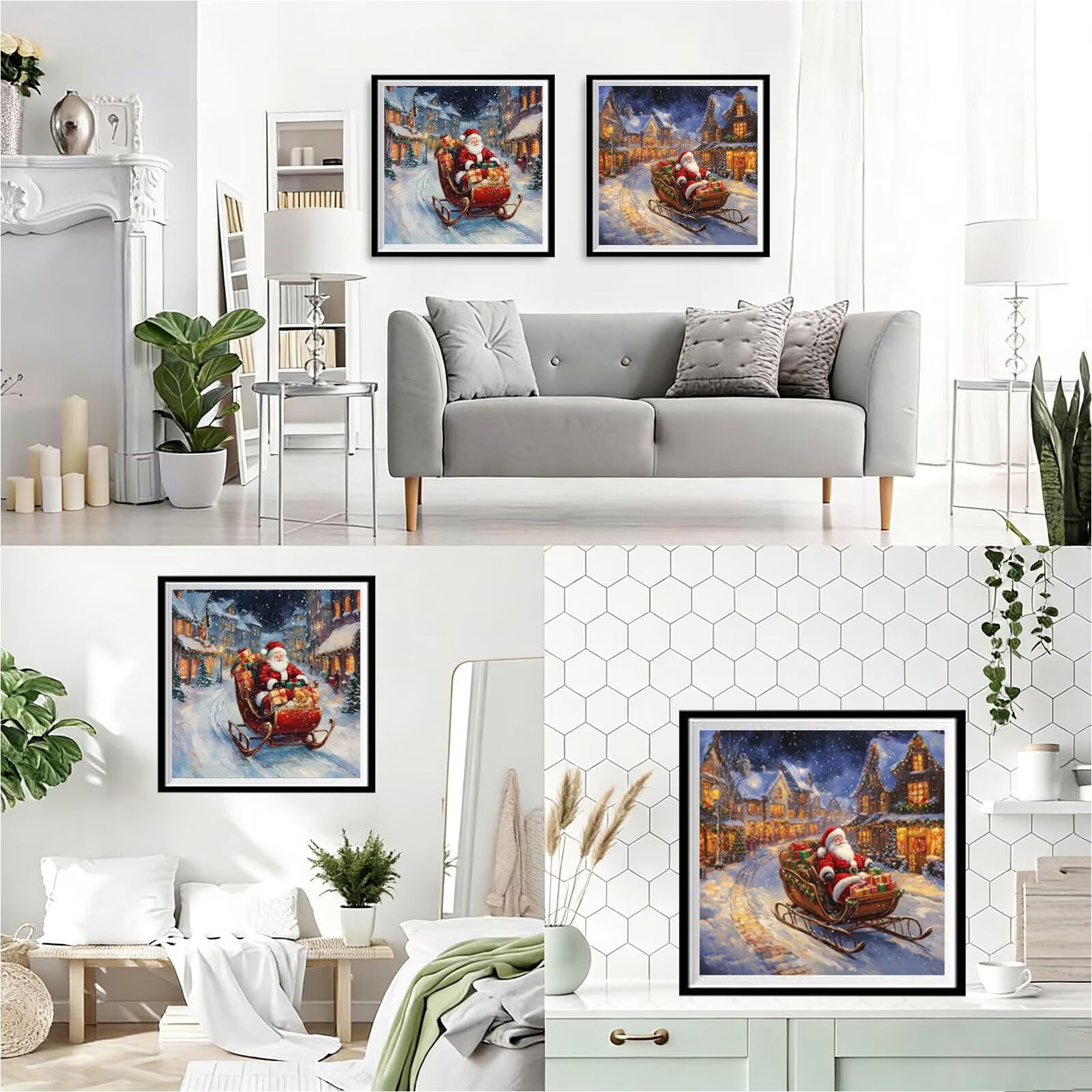 Diamentowa sztuka na Boże Narodzenie, 5D DIY Street Diamond Painting Mozaika Zestawy dla dorosłych początkujących, pełne kwadratowe wiertło, klejnot, kryształ, cekiny, sztuka do dekoracji ścian domu