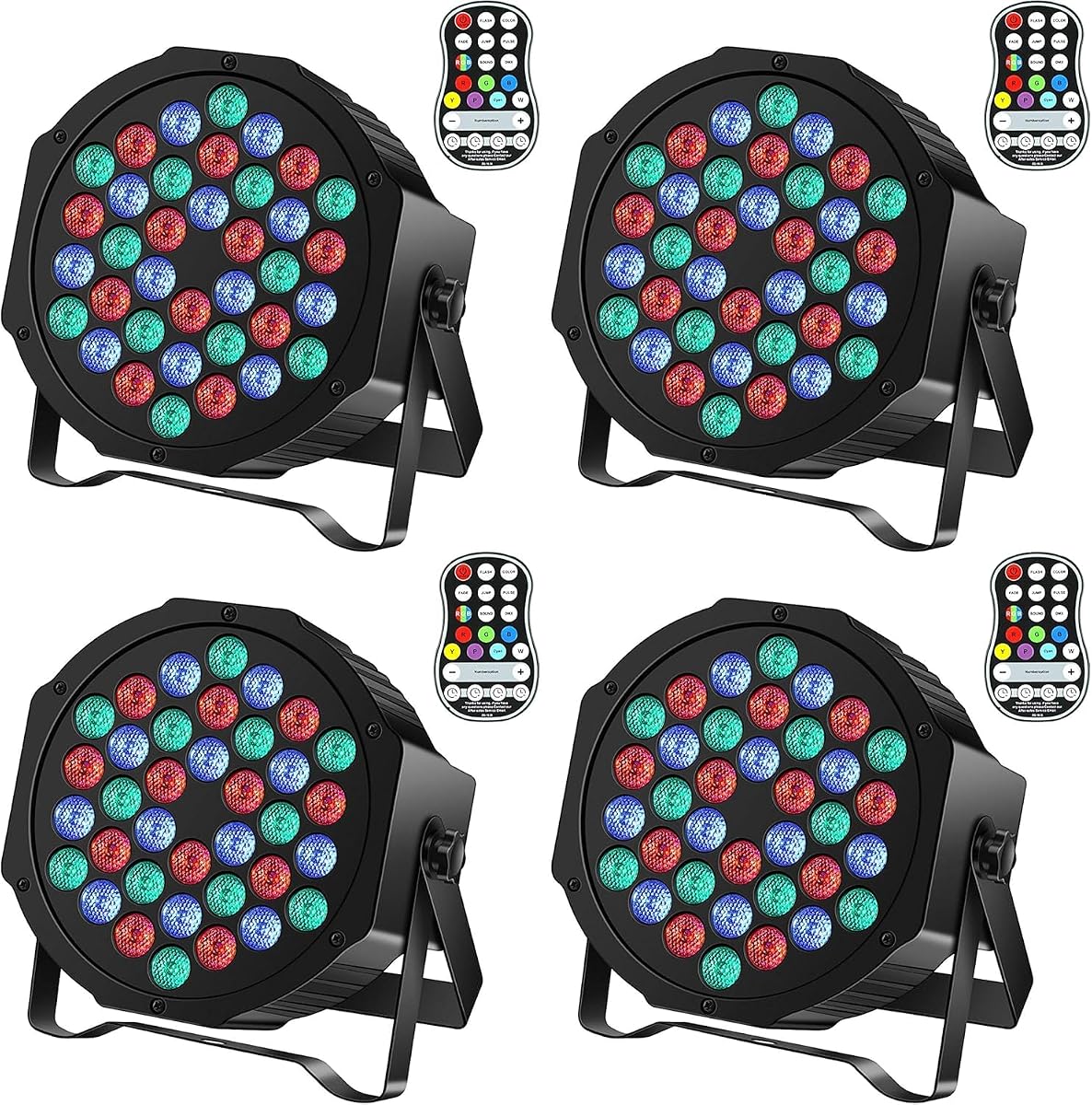 Rechargeable Par Can Lights U`King Wireless LED Uplights Battery Powered Uplighting RGB 36W Stage Lighting for Events DJ Disco Wedding Party - 4 Pack