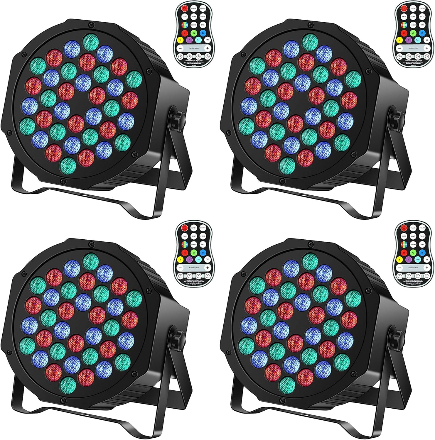 Rechargeable Par Can Lights U`King Wireless LED Uplights Battery Powered Uplighting RGB 36W Stage Lighting for Events DJ Disco Wedding Party - 4 Pack