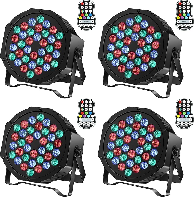 Rechargeable Par Can Lights U`King Wireless LED Uplights Battery Powered Uplighting RGB 36W Stage Lighting for Events DJ Disco Wedding Party - 4 Pack