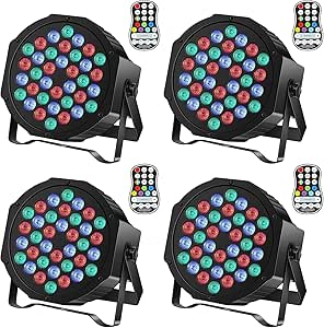 Rechargeable Wireless RGB LED Par Can Lights - 4 Pack