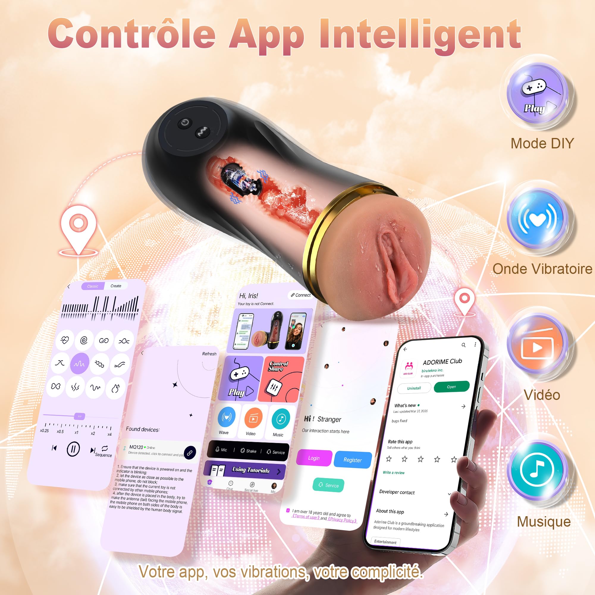 Sex Toys Masturbateur Homme Sextoyse Sexmasturbâteur - Mastubateurs Masculins Sextoy Mains Libres Jouet Adulte avec 3D Vaginette Ultra Réaliste, Mastubeuse Silicone Sextoys, Sexes Plaisir Objet Vagin