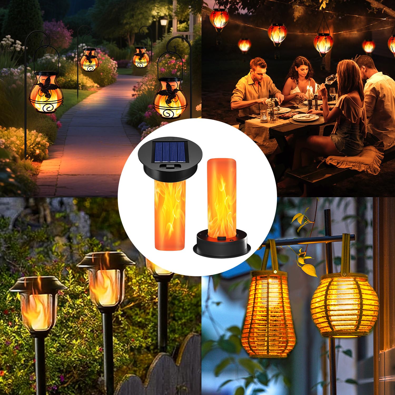 2Pack Replacement Solar Light Top,8.5cm Solar Panels for Garden Lights,Replacement Flickering Flame Lantern Parts for Outdoor Patio Camping Halloween Decor - Image 2