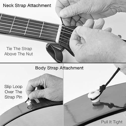 Miniatura 7 de Guitarra de madera de 30 pulgadas con funda y accesorios para niños niñas niños y principiantes natural Negro, Azul / Patchwork, Mahogany, Natural,