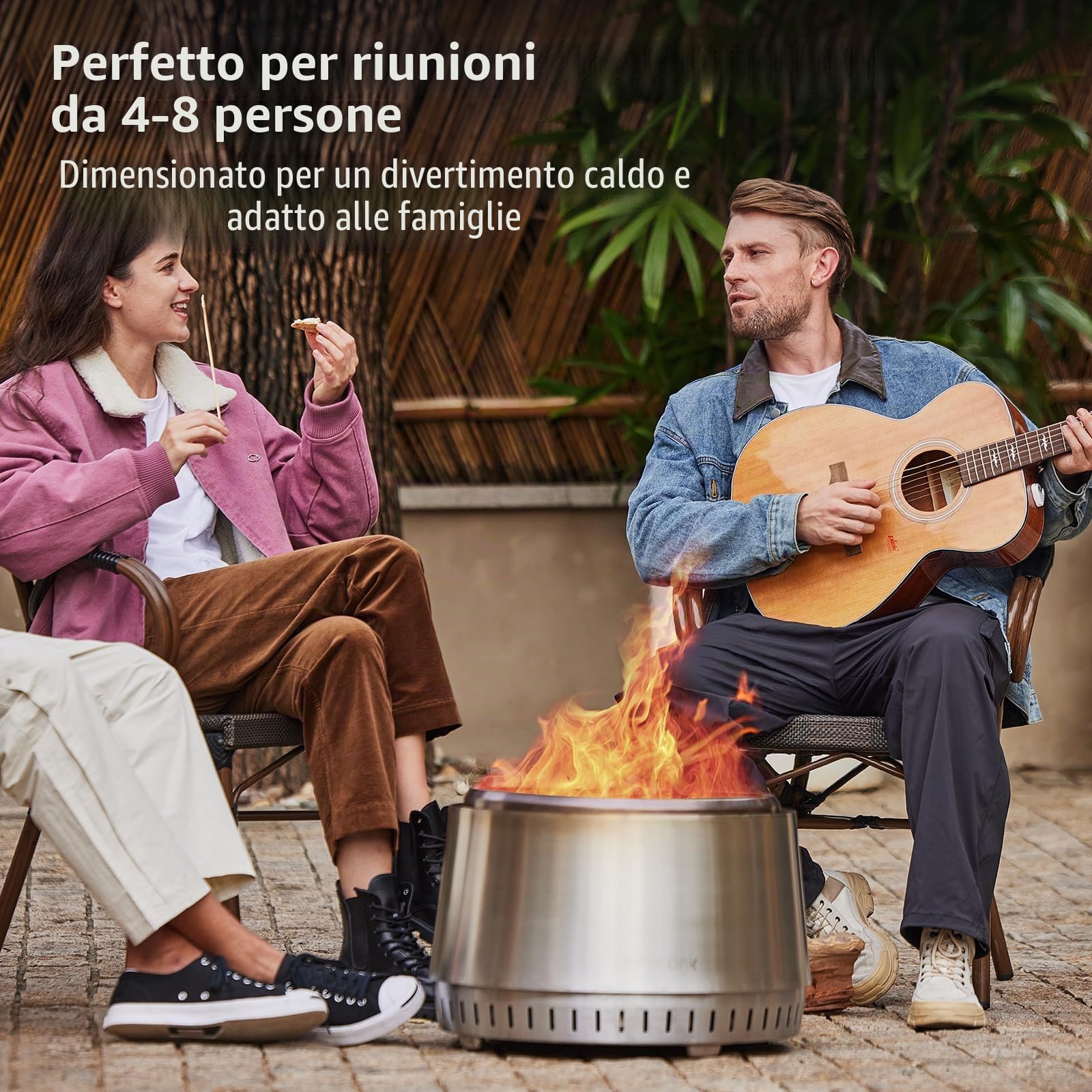 EAST OAK Braciere da Giardino o Esterno 53cm Senza Fumo, Braciere da Esterni a Acciaio Inox 304, Bracere Portatile da Campeggio, Stufa a Legna & Pellet, Posacenere Rimovibile, con Borsa di Trasporto