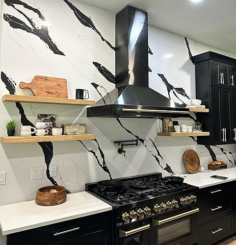 Vista 118 de joelsantiques - Estante rústico y contemporáneo con soportes, pino macizo, hecho a mano en Estados Unidos, 2 pulgadas de grosor x 8 pulgadas de Gris