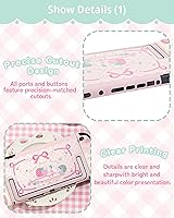 Vista 3 de GeekShare Strawberries with Cream Case Compatible with Switch 2, Slim Separable Soft Silicone Protective Shell with 2 Thumb Grip Caps - Pink Rosa