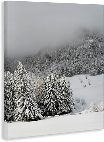 Miniatura 4 de Stupell Industries Lil' Rue - Lienzo decorativo para pared, diseño de árboles de bosque con paisaje de nieve de invierno