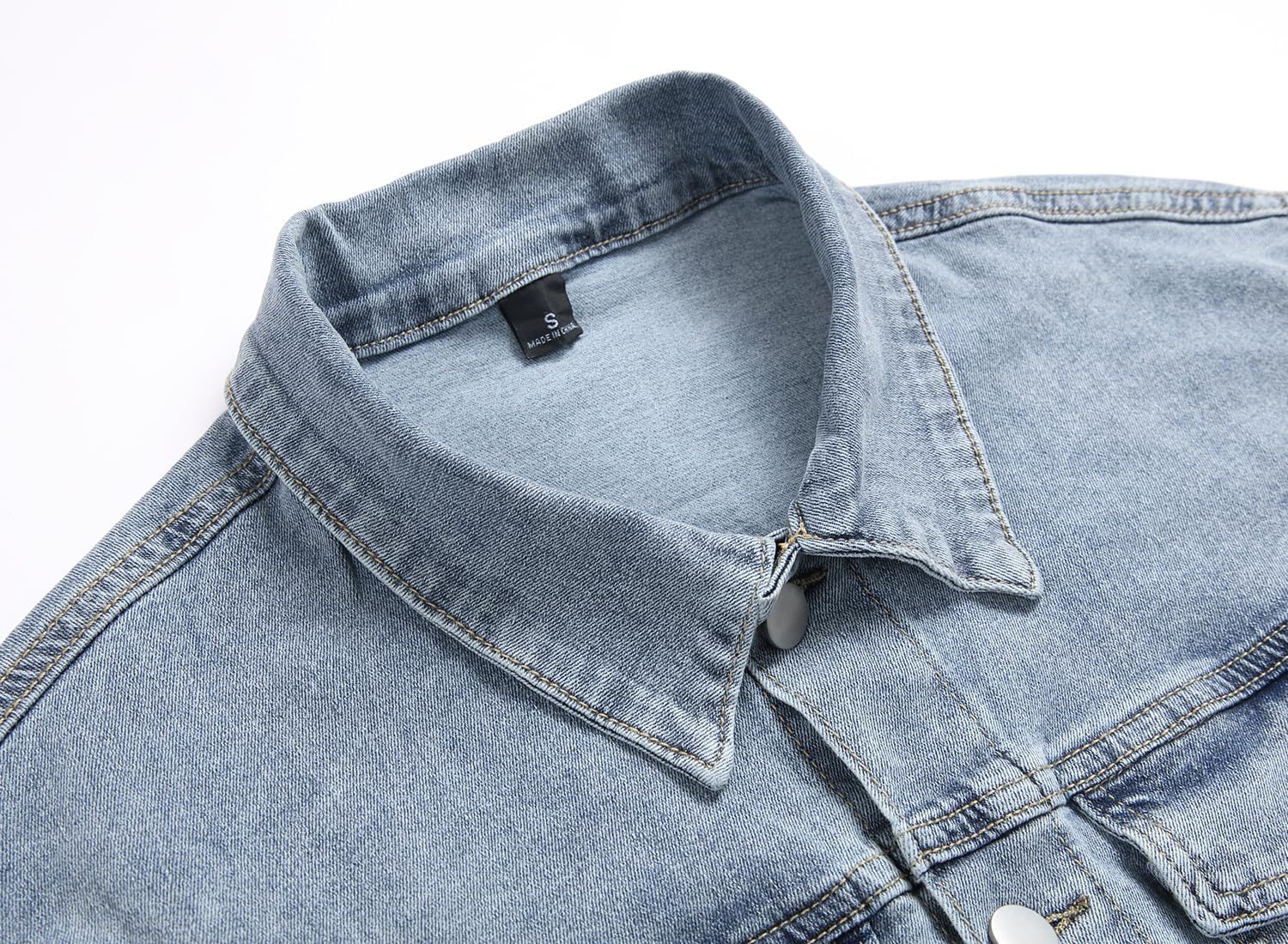 LZLER Mens Denim Jacket Stretchy Slim Fit Long Sleeve Jean Jacket for Men