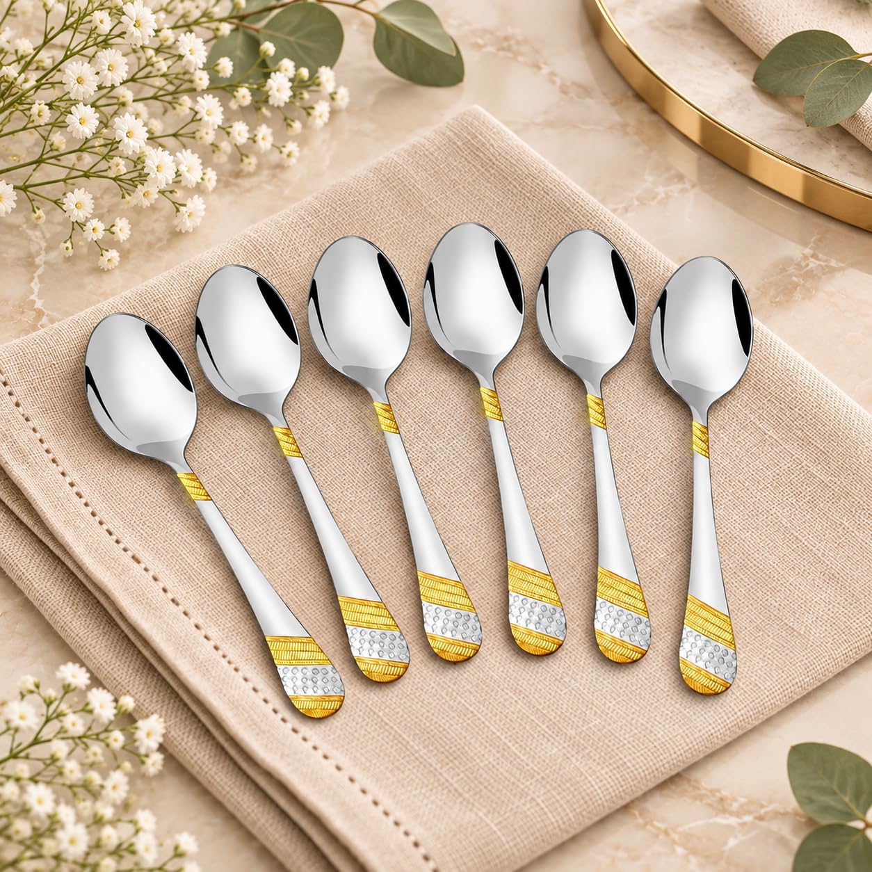 FnS Imperio 6 Pieces Stainless Steel Dinner Fork Set | Premium 24 Karat Gold Plated Table Forks for Home, Kitchen, Dining, Restaurant & Hotel | Luxury Flatware — Amazon image 9