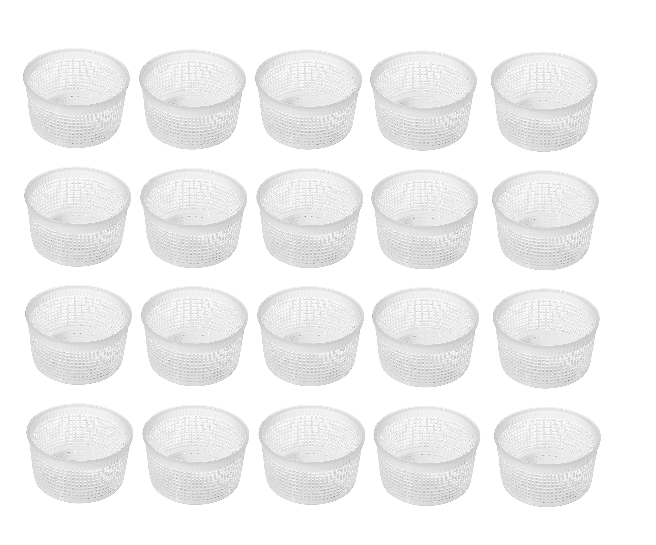 20x Moldes de Plástico para Queso 0,35 kg – 9x5,2 cm – Para Quesos Blandos, Semiduros y Producción Artesanal