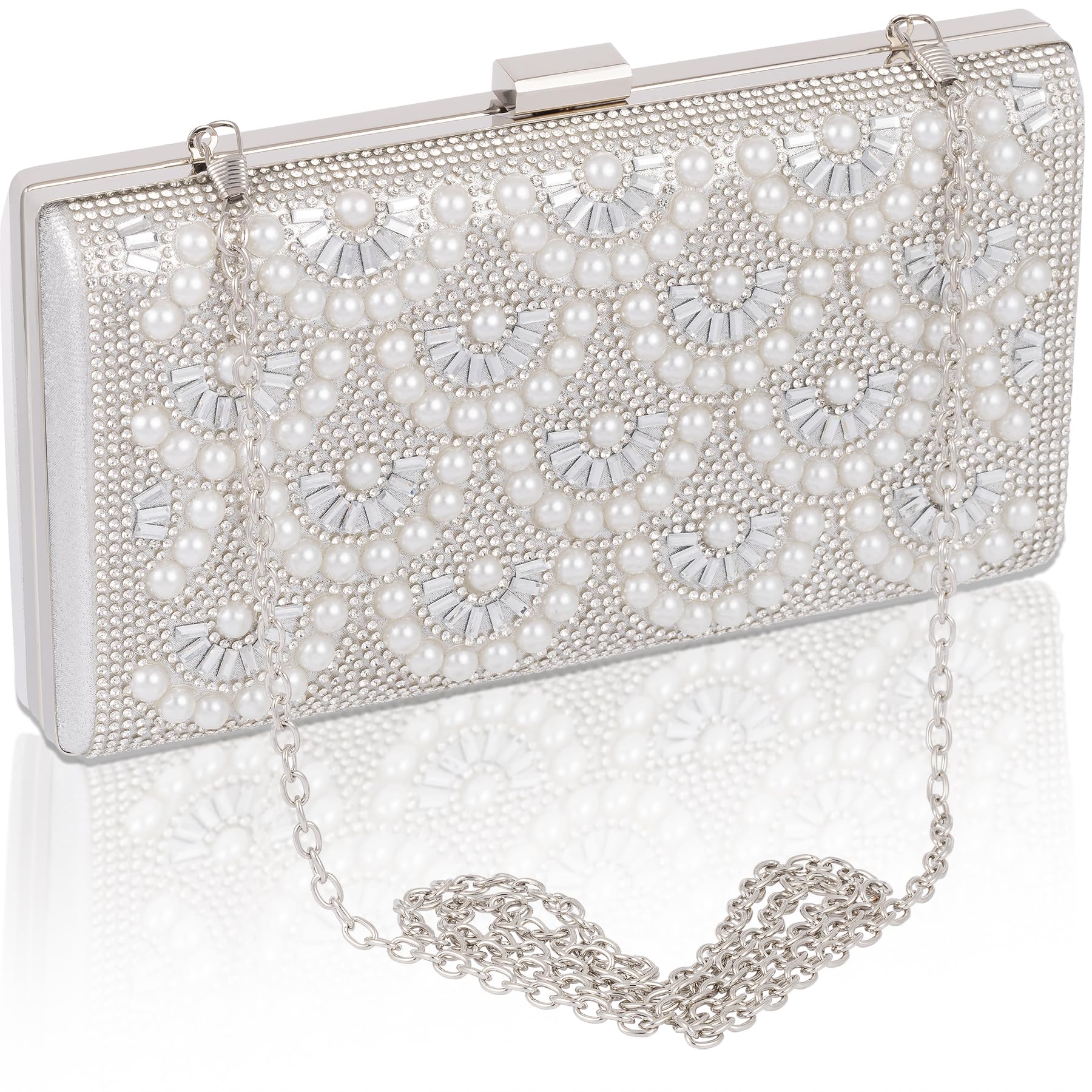 Evening Clutch Pearl Purse for Women, Party Clutches Bag Wedding Formal Handbags