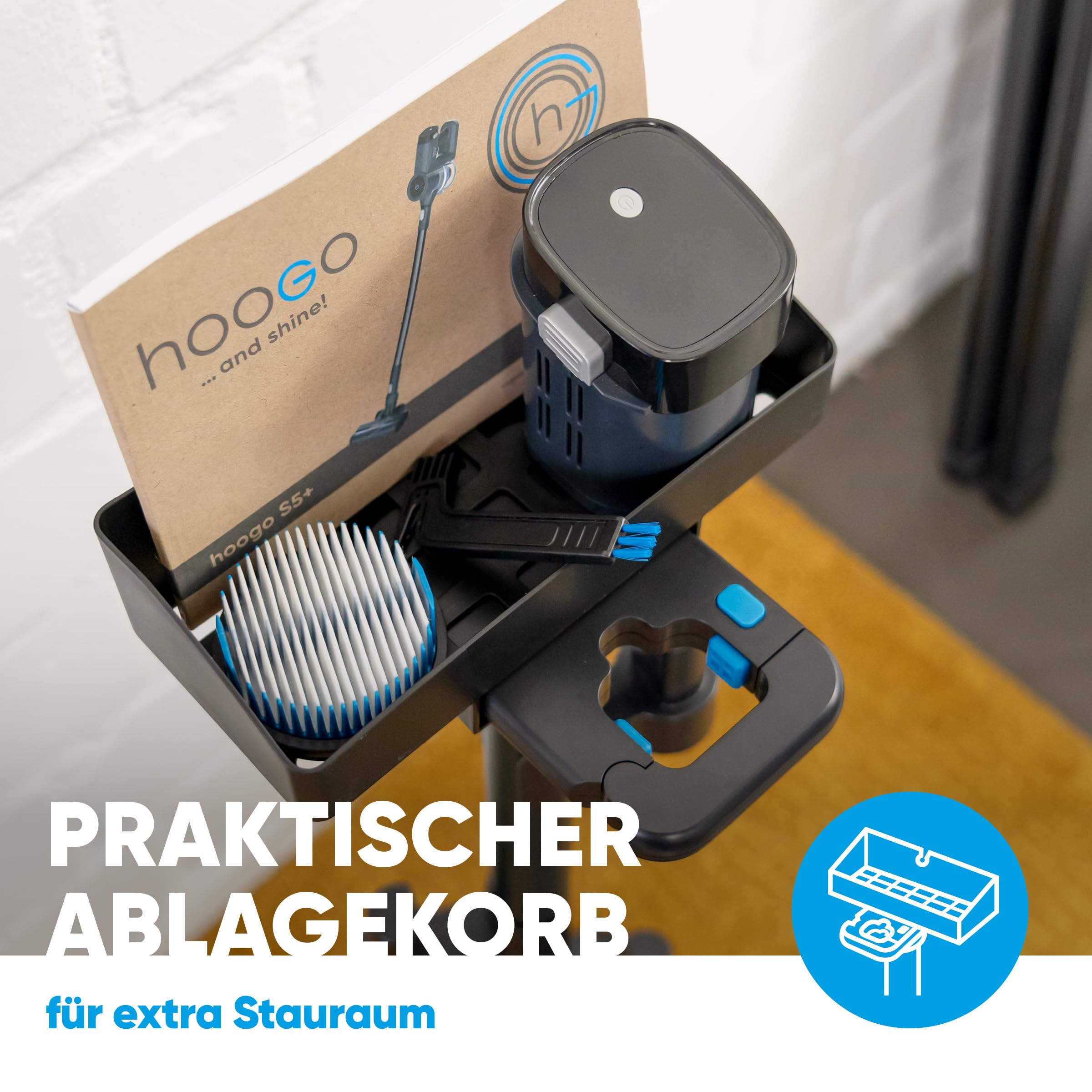 hoogo orga-nicer ST007 | Universal-Stand Halterung für Akku-Staubsauger mit Saugrohren von 32-46 mm Ø | Einfache Montage ohne Bohren | Ständer Bodenständer Akku-Stielsauger Zubehör