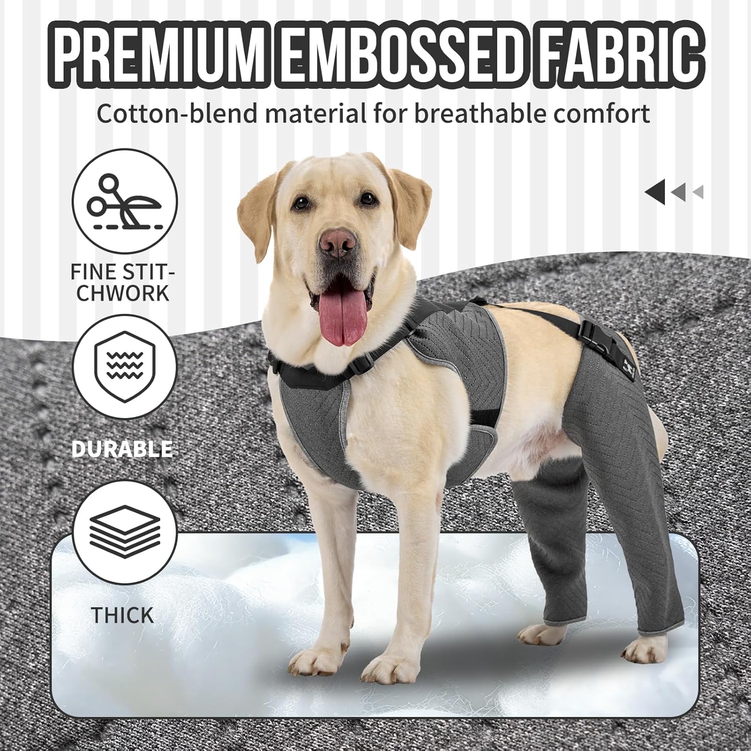 Dog Recovery Sleeve for Hind Leg, Adjustable Buckled Rear Leg Sleeve to Prevent Licking Wounds for Medium Large Dogs After Surgery, Thick Leg Sleeve as Cone Collar Alternative, M