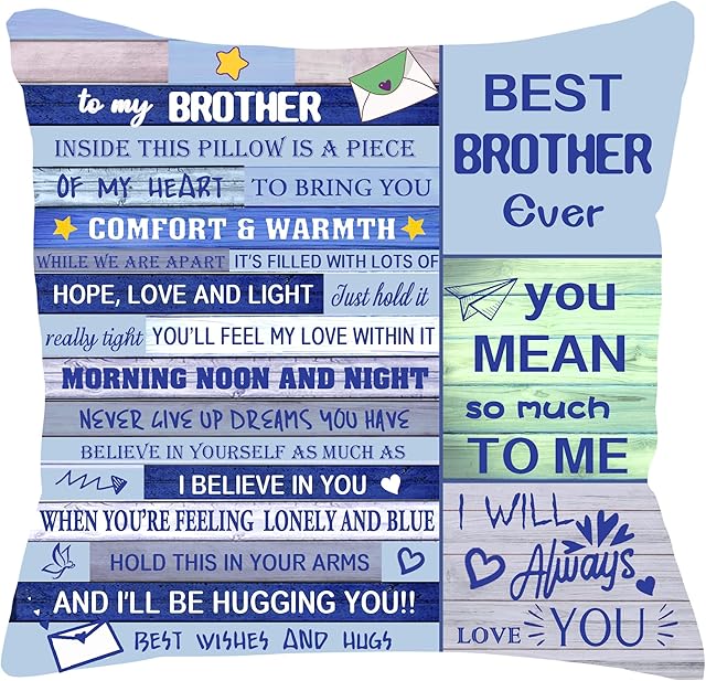 Brother Gift Ideas Gift for Brother Double-sided Cushion Cover Throw Pillow Cover for Brother from Sister Brother Birthday Gift Thanksgiving (BROTHER)