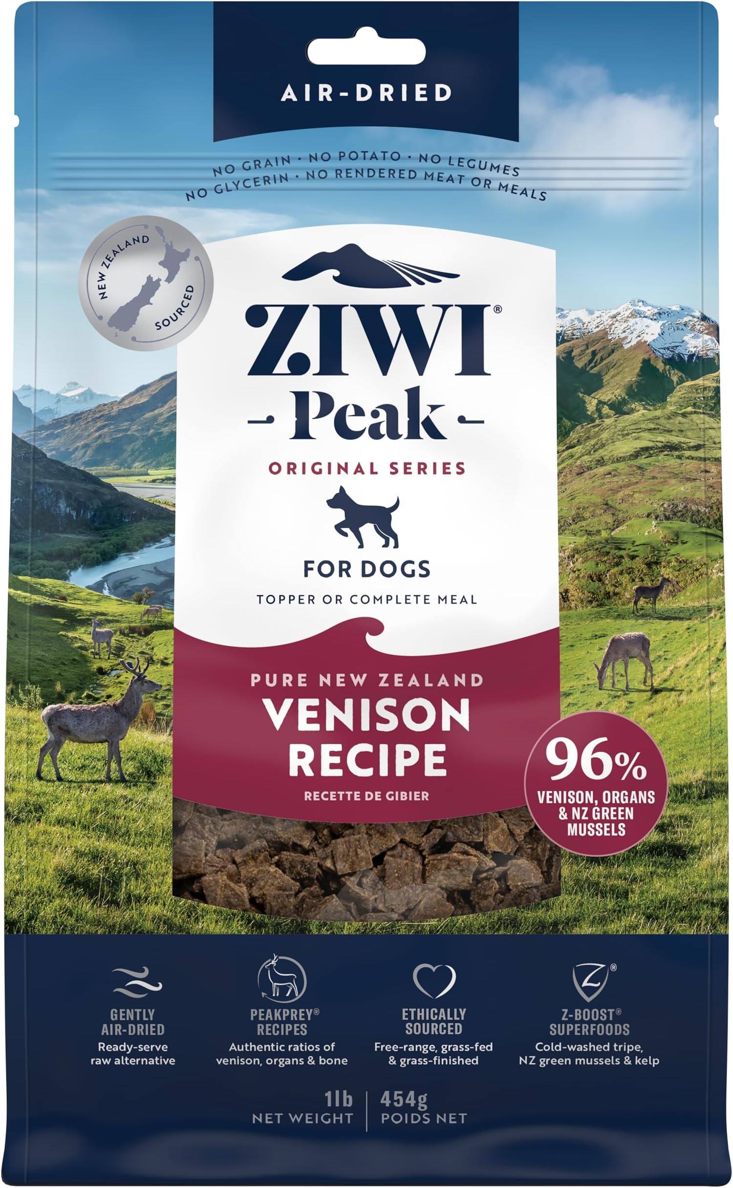 Peak Air-Dried Dog Food – All Natural, High Protein, Grain Free & Limited Ingredient with Superfoods (Venison, 1.0 lb)
