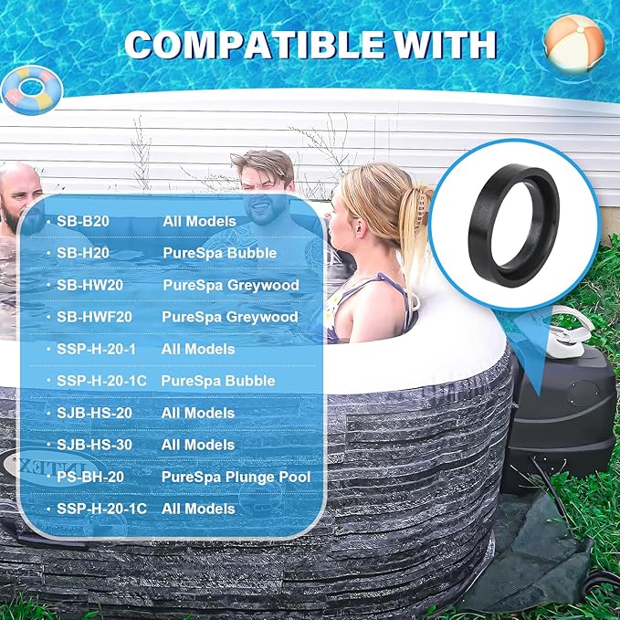 4 pcs Inlet & Outlet Seal Set Fits Intex Pure Spa - Prevent Leaks with Perfect Gasket Between Connectors. Seals Gaskets for Simple Spa 11699 Ensure Seamless Water Flow miniatura 4
