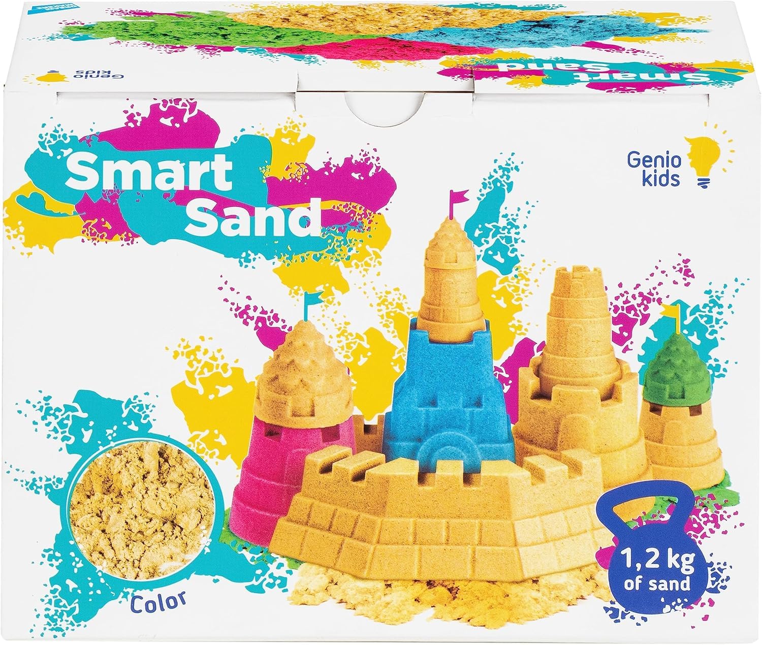 Genio Kids Magic Sand, 1,2 kg Knete Sand, Sandknete für Kinder, Magischer Sand Nachfüllpack, Modelliersand für Mädchen und Jungen (Natural)