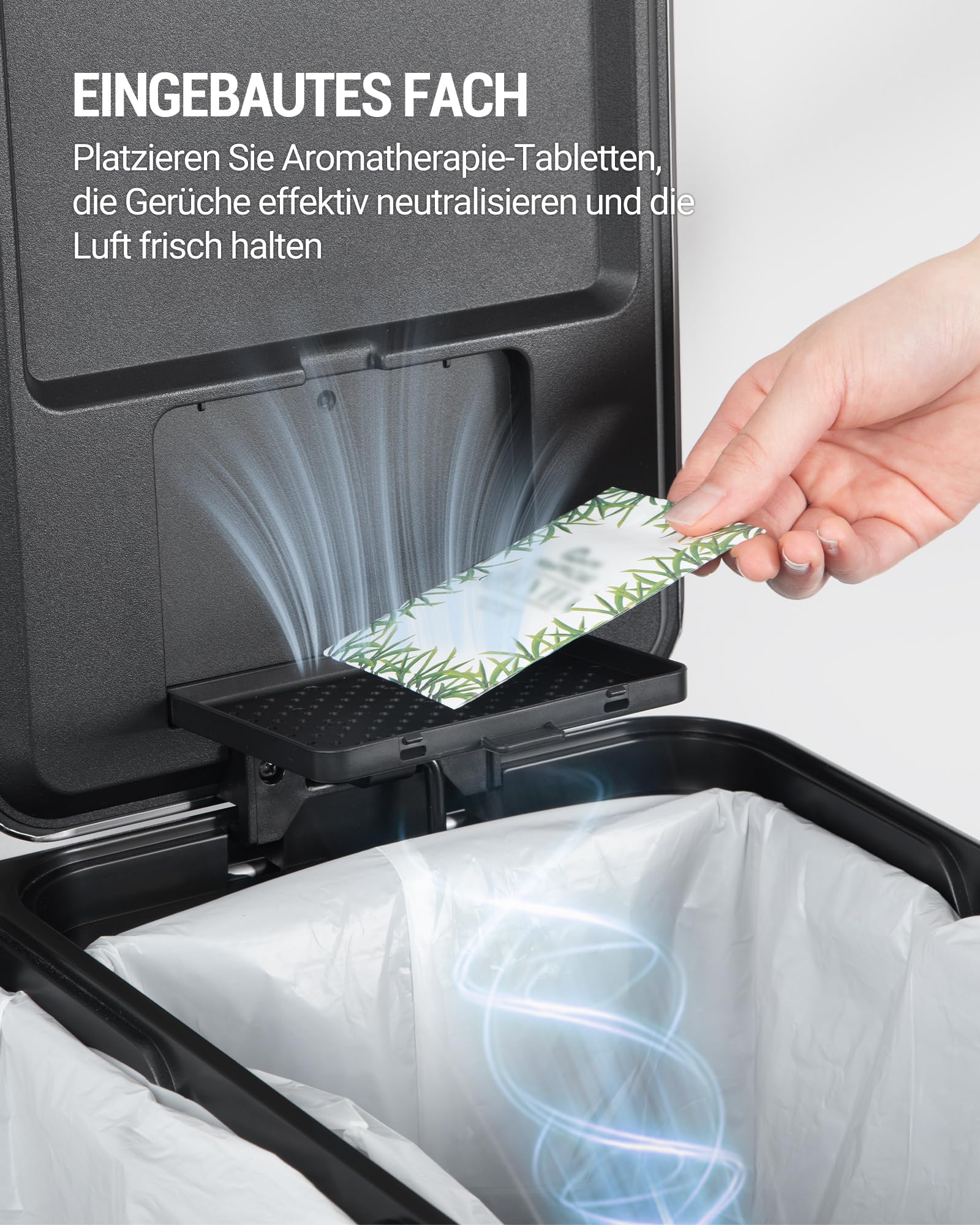 Hzuaneri Mülleimer Küche, 2 x 30 L, Mülltrennsystem 2 Fächer 60 L, Edelstahl-küchenmülleimer, Tretmülleimer, Abfalleimer Ruhiger Langsamer Abstieg, mit 15 Exklusiven Abfallbeuteln, Silber SW06099E
