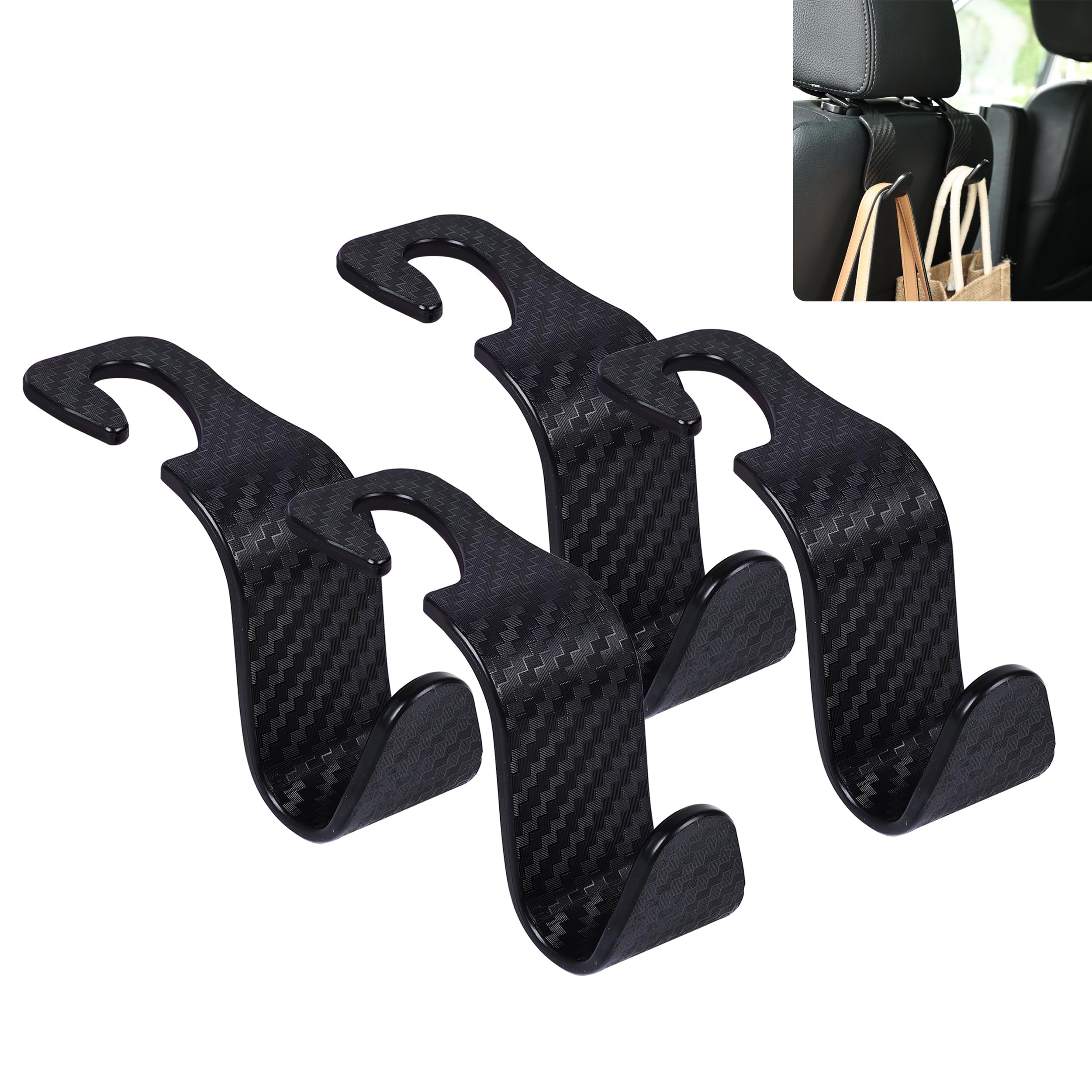 Toiyason Car Seat Headrest Hook Universal Vehicle Seat Hook Hangers Interior Storage Organizer for Purse Handbag Coats Umbrellas Grocery Bags 4 Pack