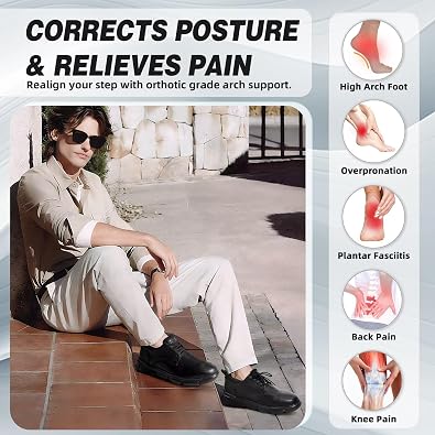 OrthoComfoot Men's Orthopedic Leather Plantar Fasciitis Dress Shoes