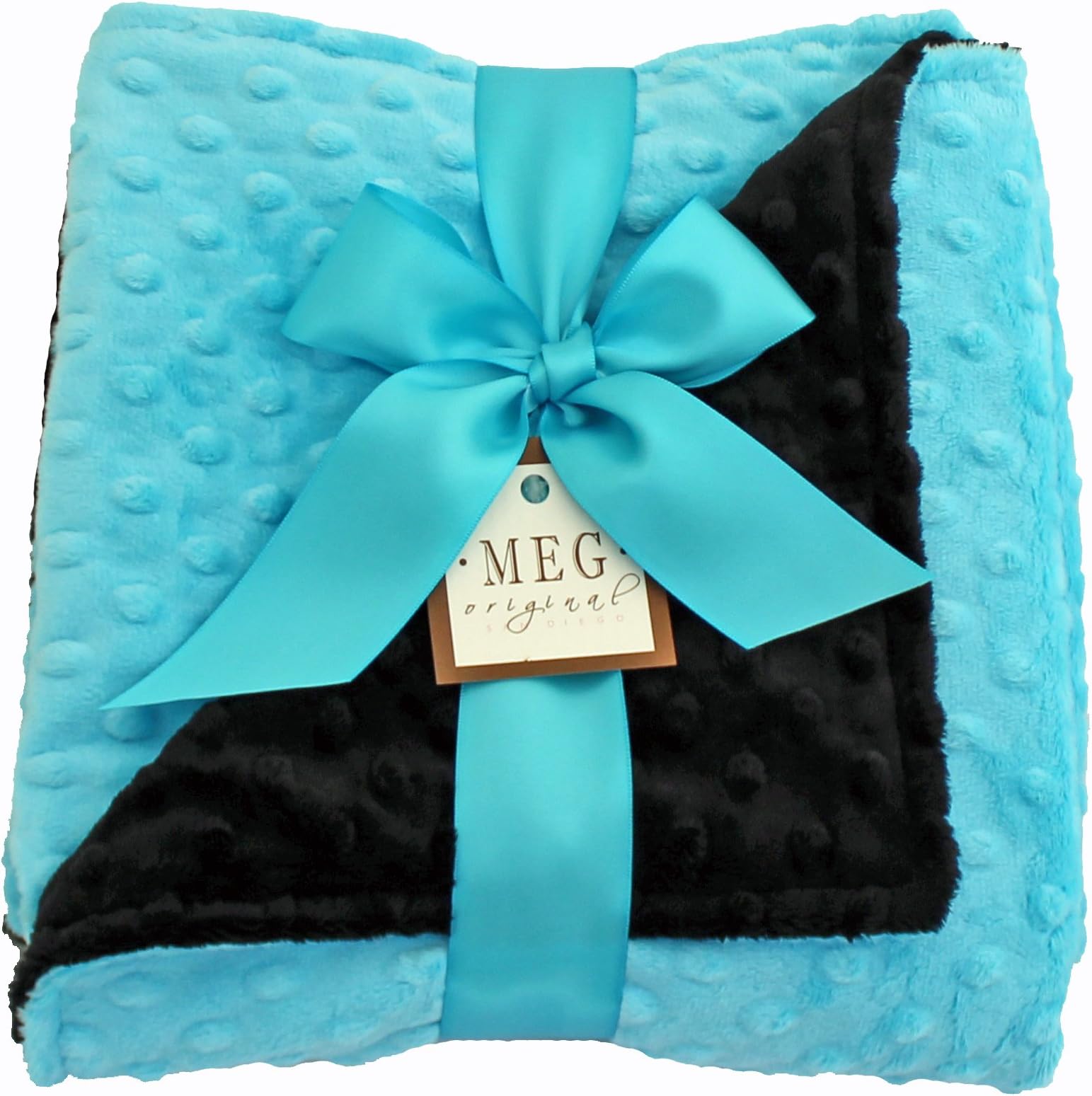 MEG Original Carolina Blue & Black Minky Dot Baby Blanket