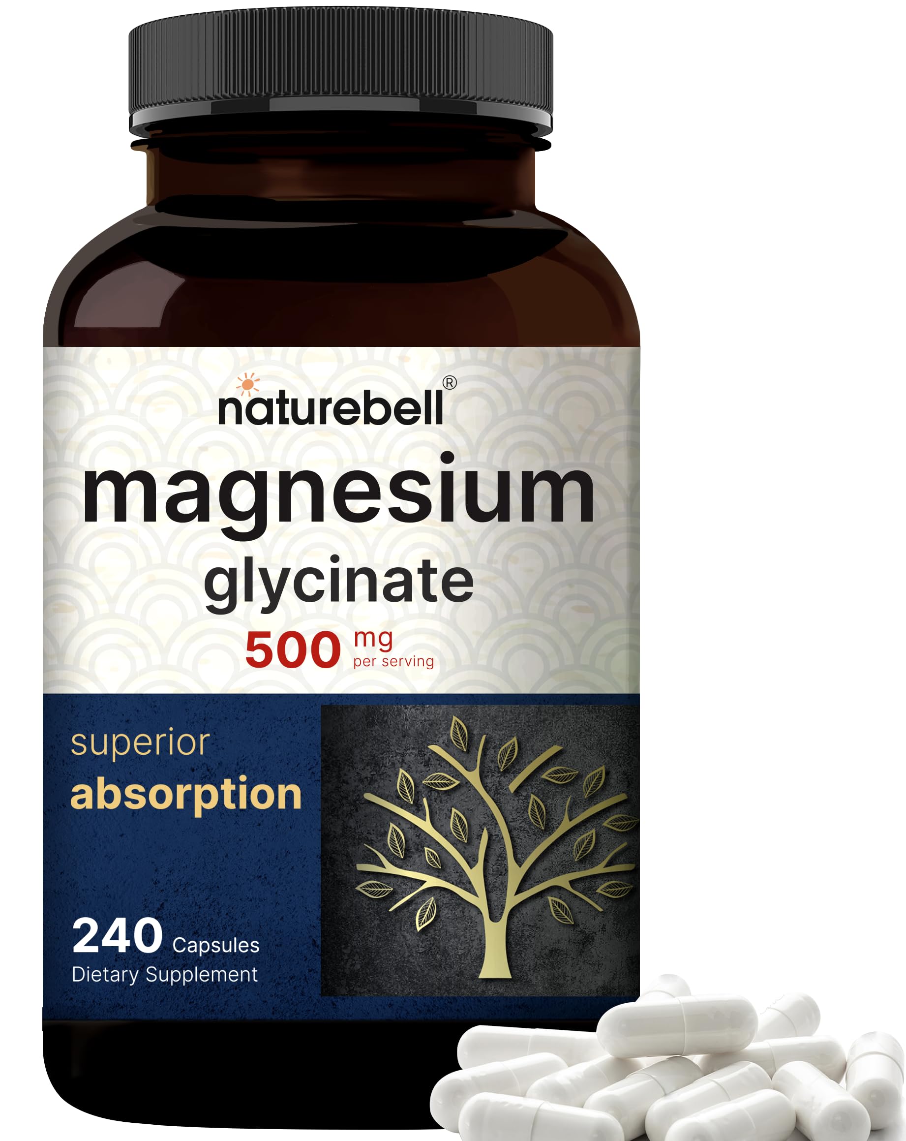 pure magnesium glycinate 500mg with fat soluble vitamin c 240 veggie capsules  supplement for sleep heart amp muscle support  100 chelated amp purified  3rd party tested vegan friendly non-gmo