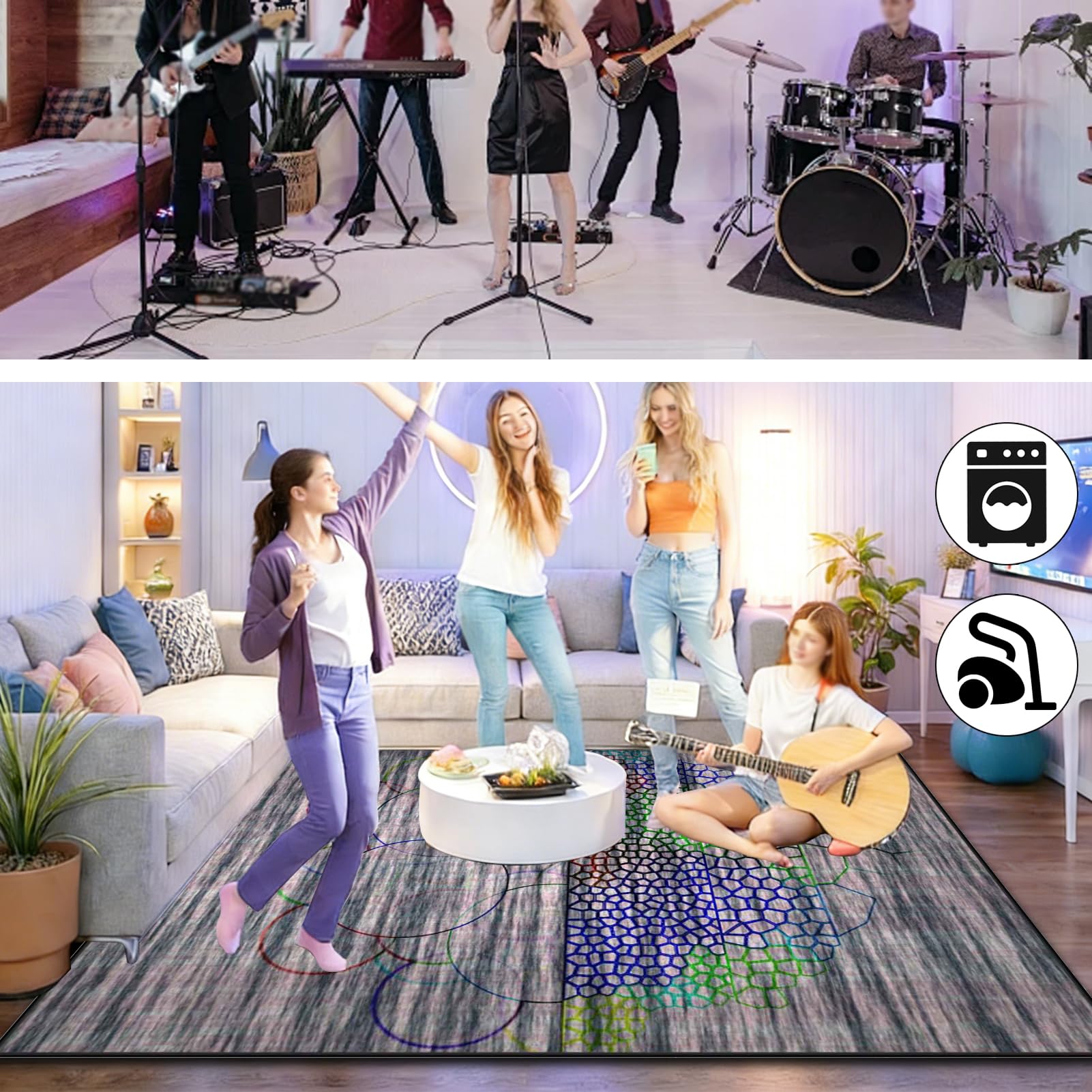 200 x 170 cm Dywan z baterią elektroniczną Dźwiękoszczelny Antypoślizgowy Dywan Pochłaniający Akustyczny Profesjonalna mata do instrumentów muzycznych do instrumentów muzycznych do gitary basowej