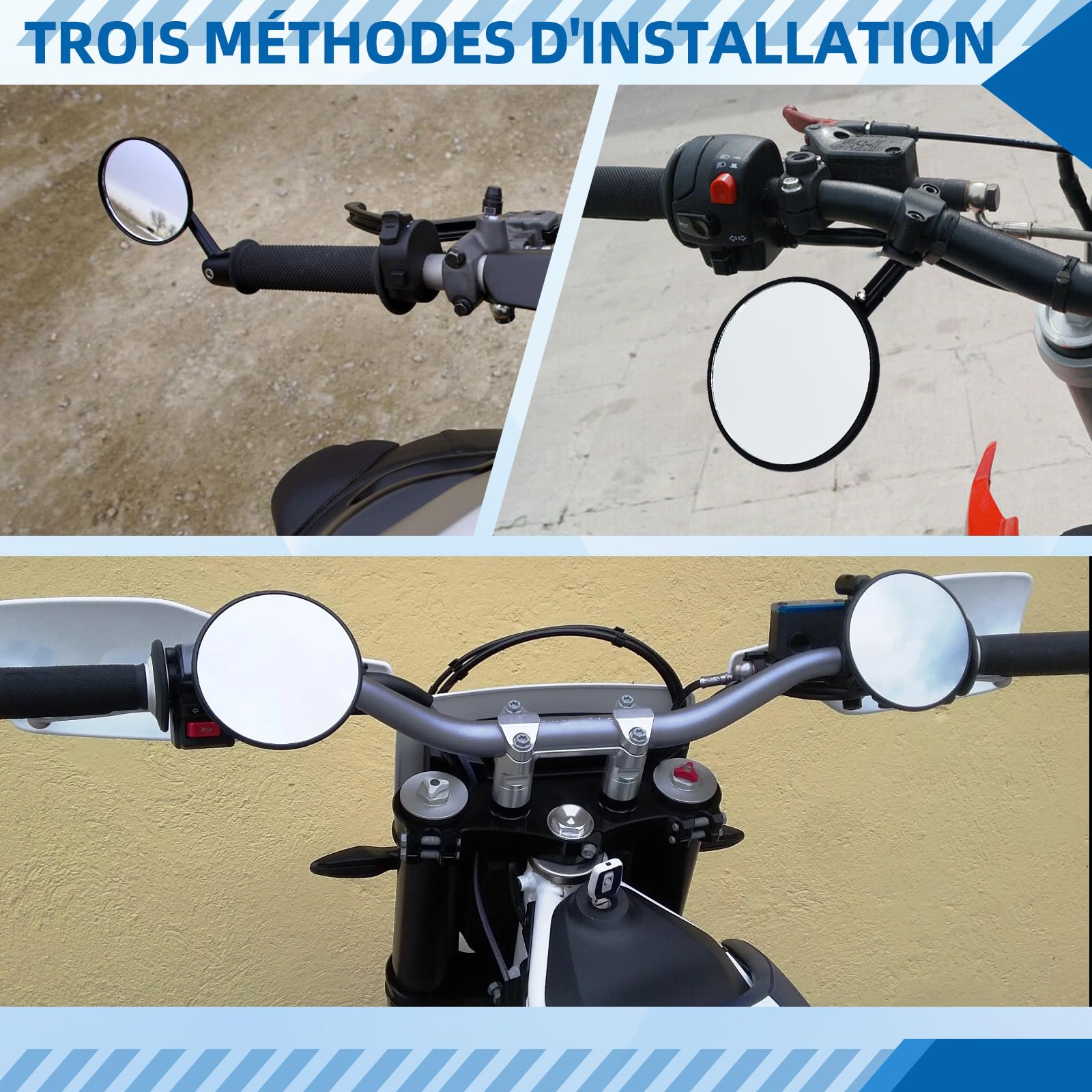 Rétroviseurs de guidon de moto, certifiés E, plug and play, avec adaptateur, adaptés aux modèles KTM SMCR 690 et Husqvarna Supermoto 701, accessoires de rétroviseurs de guidon de moto