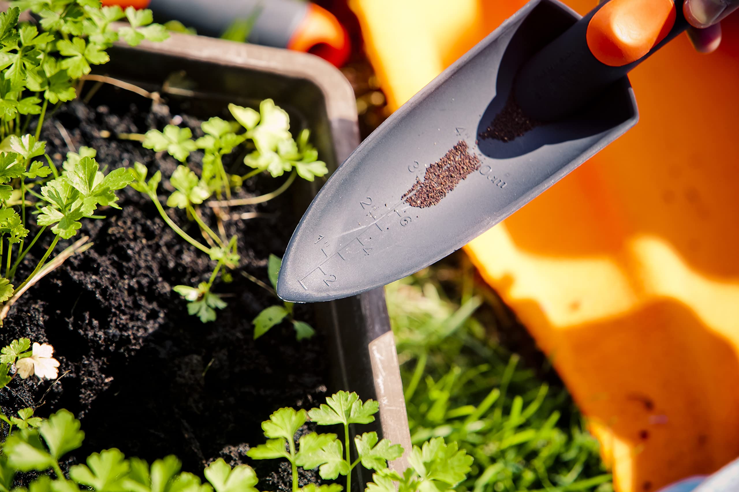 MIVOS Kit d'entretien Outils à Main de Jardin pour Plantes et Jardinage - Bâton de Plantation - Truelle de Fleurs - Double Binette - Mini Râteau - Plastique Renforcé de Fibre de Verre