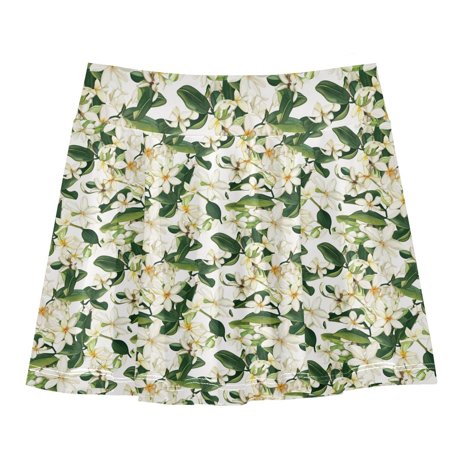 JUNZAN Cute Flower Girls Tennis Skirts with Shorts Flowy Kids Pleated Skort with Pockets Skorts for Little Girl