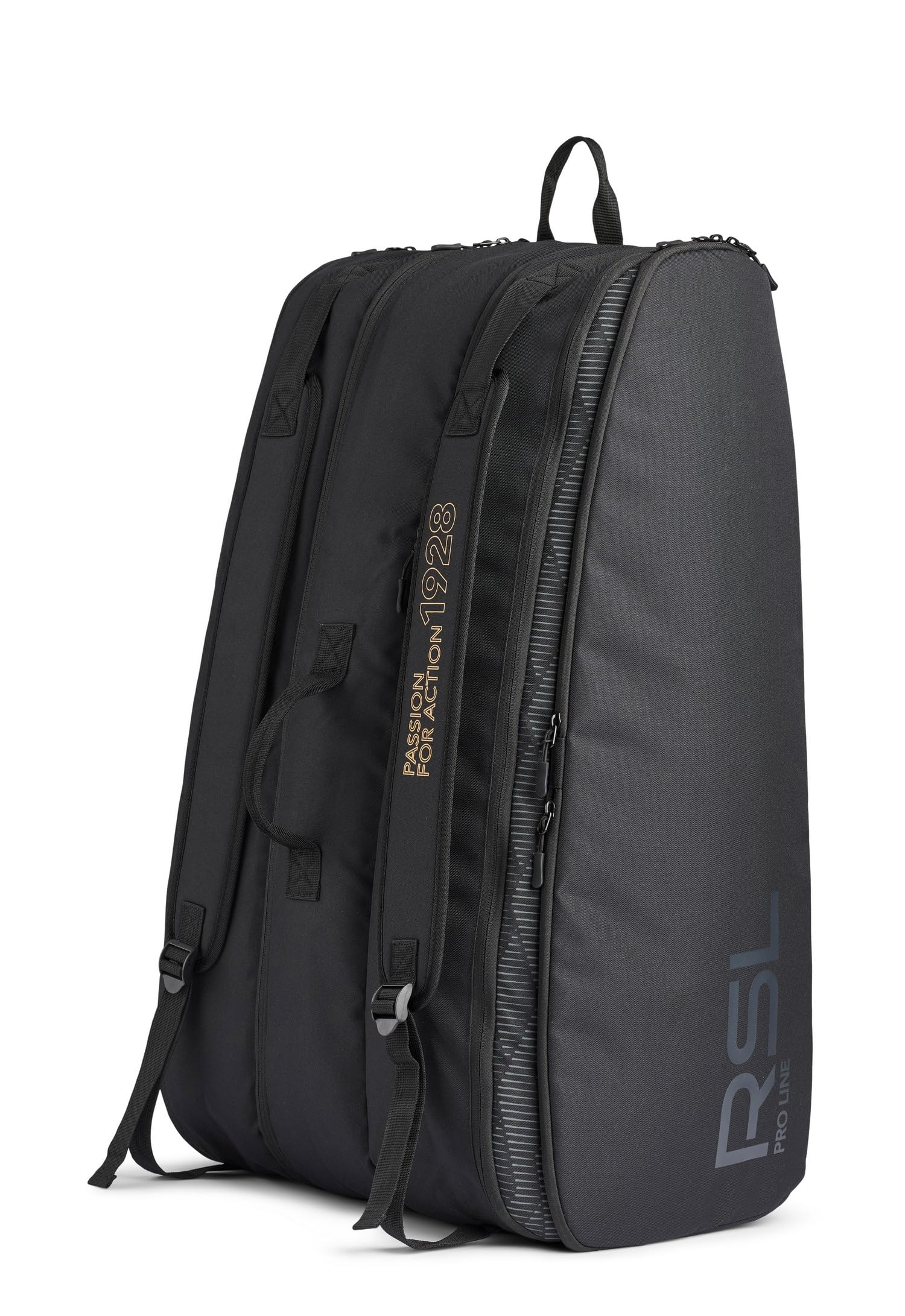 RSL Schlägertasche für 12 Schläger Racket Bag | Pro Line | für Badminton, Federball, Tennis, Squash | Schwarz