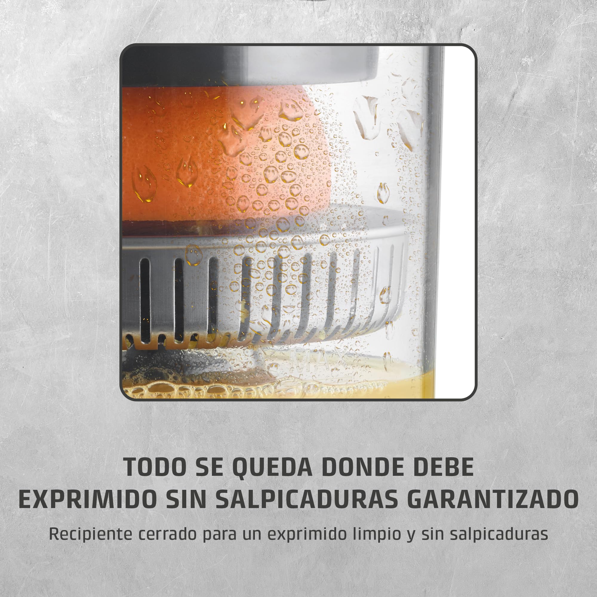 CASO CP 440 Lift Inox - Exprimidor Eléctrico con cono universal para Naranjas y Cítricos, 300W, antisalpicaduras, alta extracción de zumo, pies con ventosa, apto para lavavajillas, acero inoxidable
