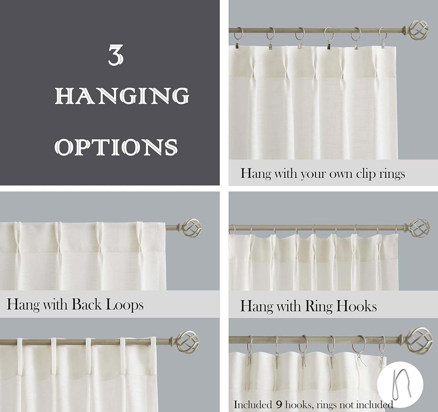 Central Park Pinch Pleated Ombre Semi Sheer Curtain 84 Inches Long Rayon Blend Window Treatment Sets with Backtab for Living Room Bedroom, Cream White to Pink, 40"x84"x2