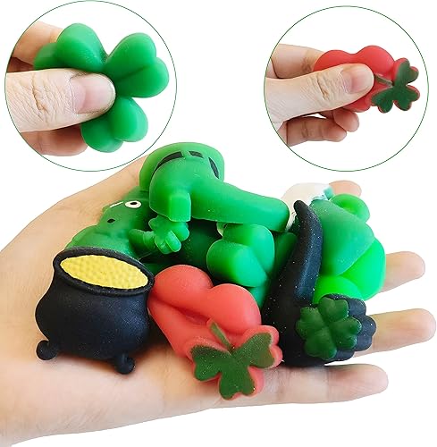 Miniatura 3 de Cherislpy 48 piezas de juguetes esponjosos Mochi del día de San Patricio mini juguete para apretar alivio del estrés paquetes de ansiedad para
