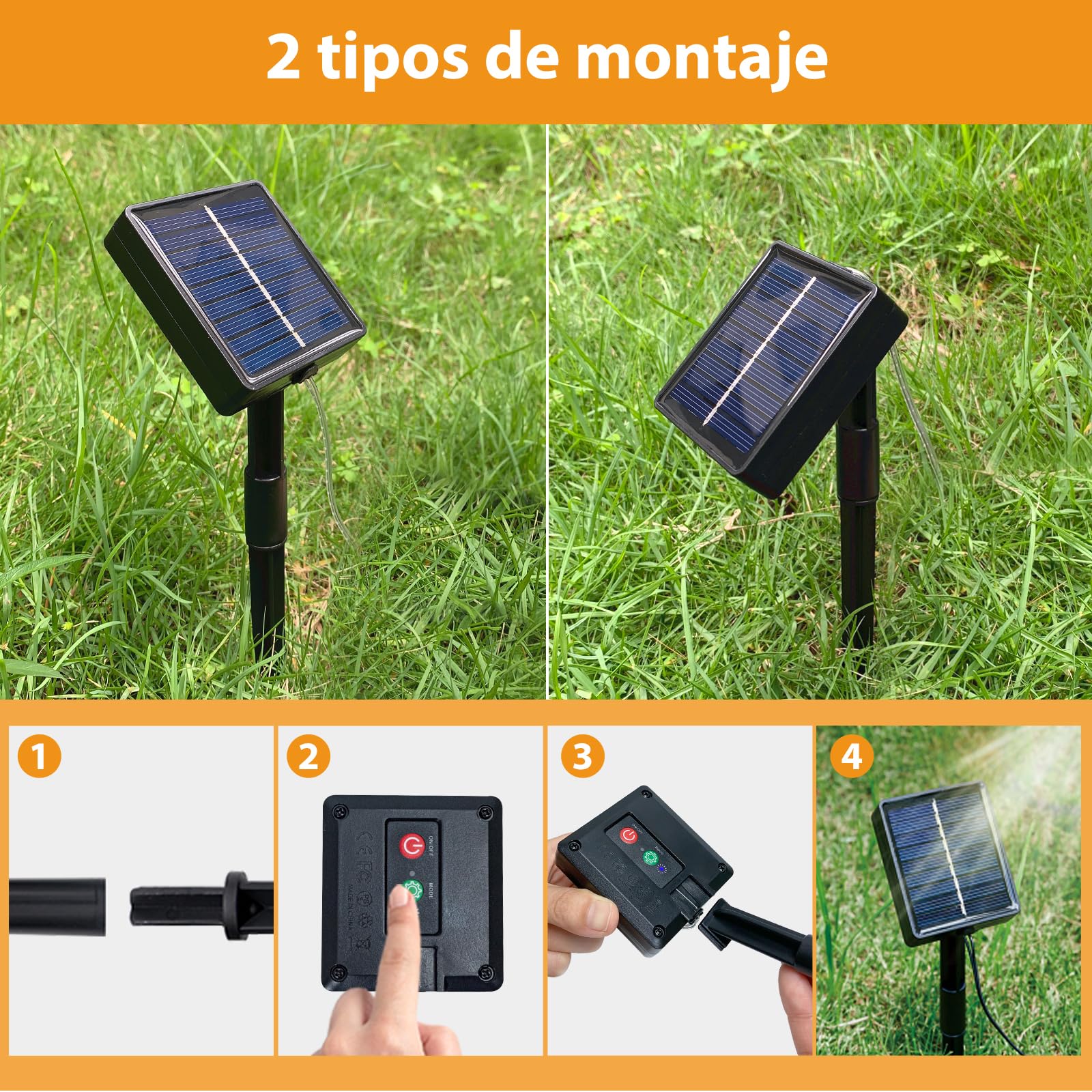 Peasur Guirnaldas Luces Exterior Solar - 3 Pack 12+2M/120LED Luces Solares LED Exterior Jardin Luz Navidad Exteriors Solares Luz Solar Exteriors Jardin Cadena para Exteriores Decoracion Arbol, Cálido