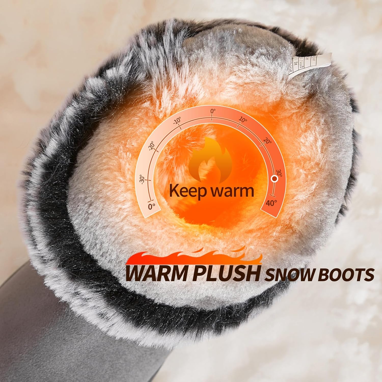 Iarus womens winter boots Mid-calf snow booties warm fur linning comfortable furry boots for womens - Image 2