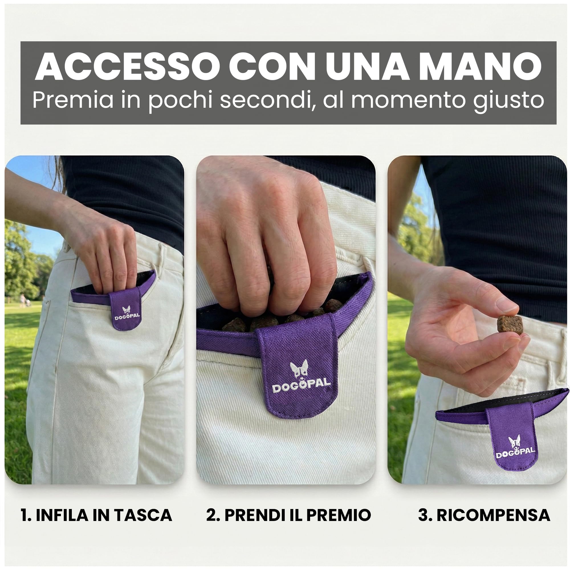 DOGOPAL Porta Premietti per Cani con Chiusura Magnetica, Porta Snack da Tasca per Addestramento, Sacchetto Porta Crocchette Compatto per Passeggiate (Rosa)