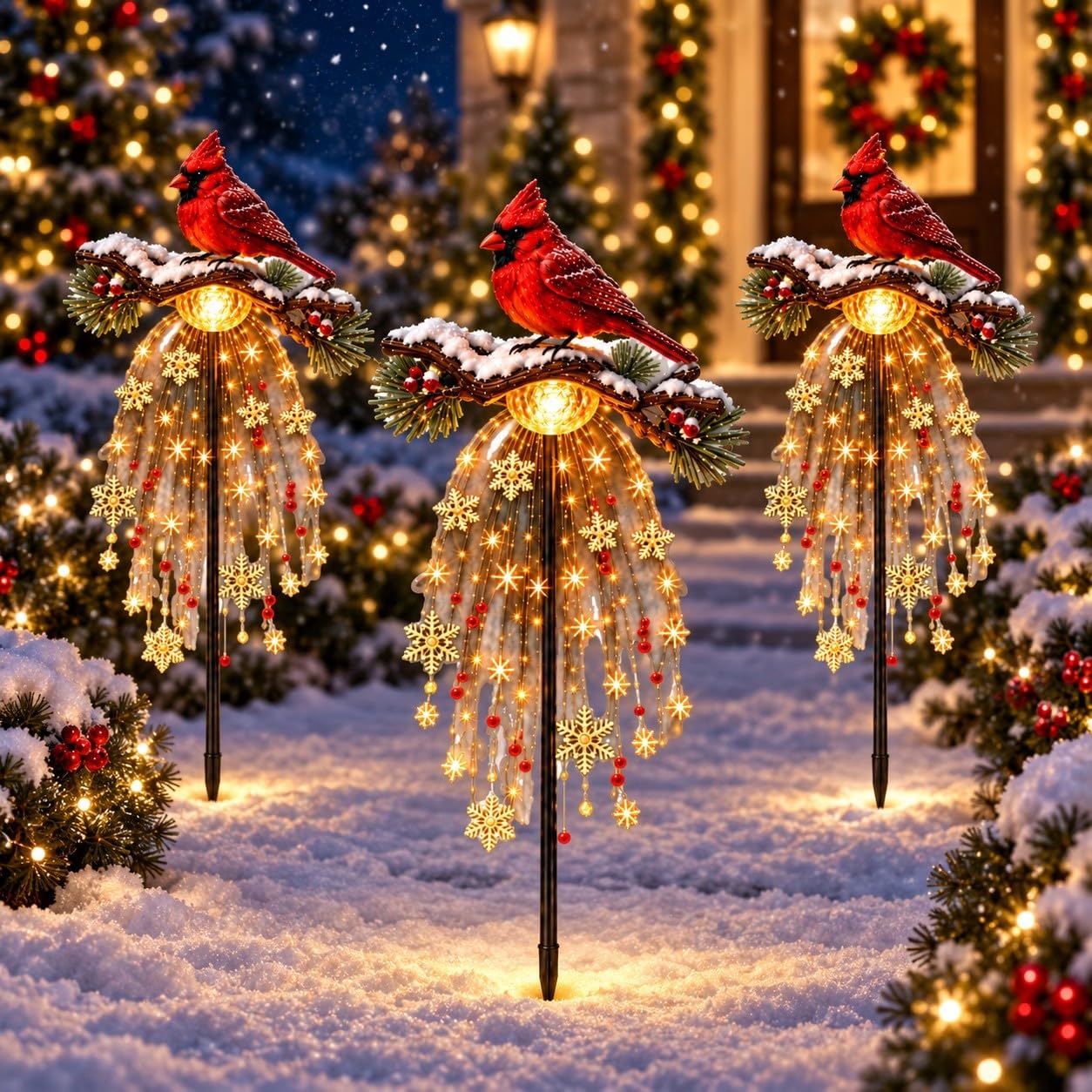 Cardinal Memory Fountain Solar Light, Memorial Garden Stake
