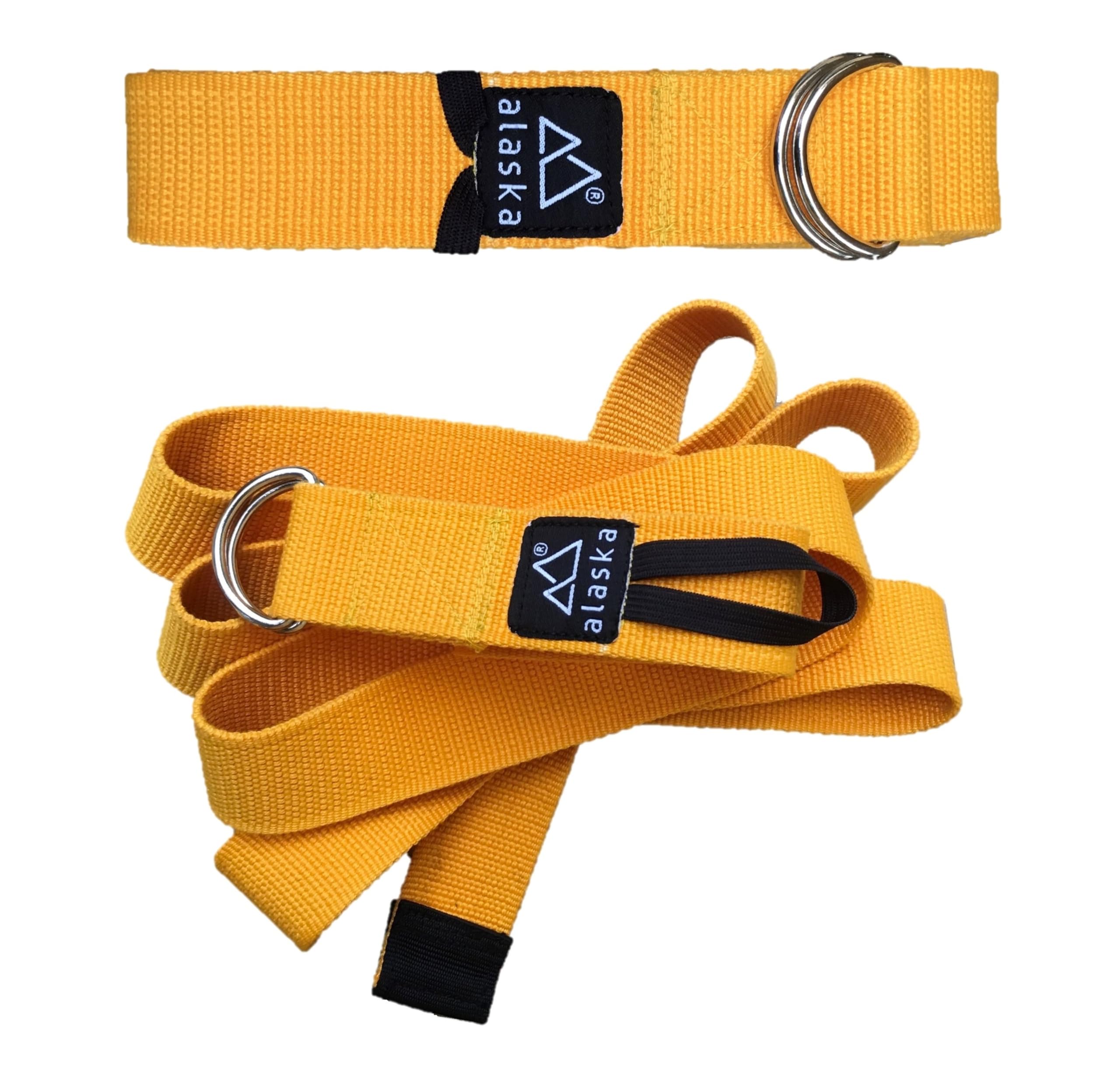 Alaska Yoga Belt/Strap (100% Organic Cotton) for Women and Men - Yoga Strap for Stretching with Extra Safe Adjustable D-Ring Buckle + With Elastic Wrap Band. (YELLOW) (B0CK7B49BG) Amazon Price History, Amazon Price Tracker