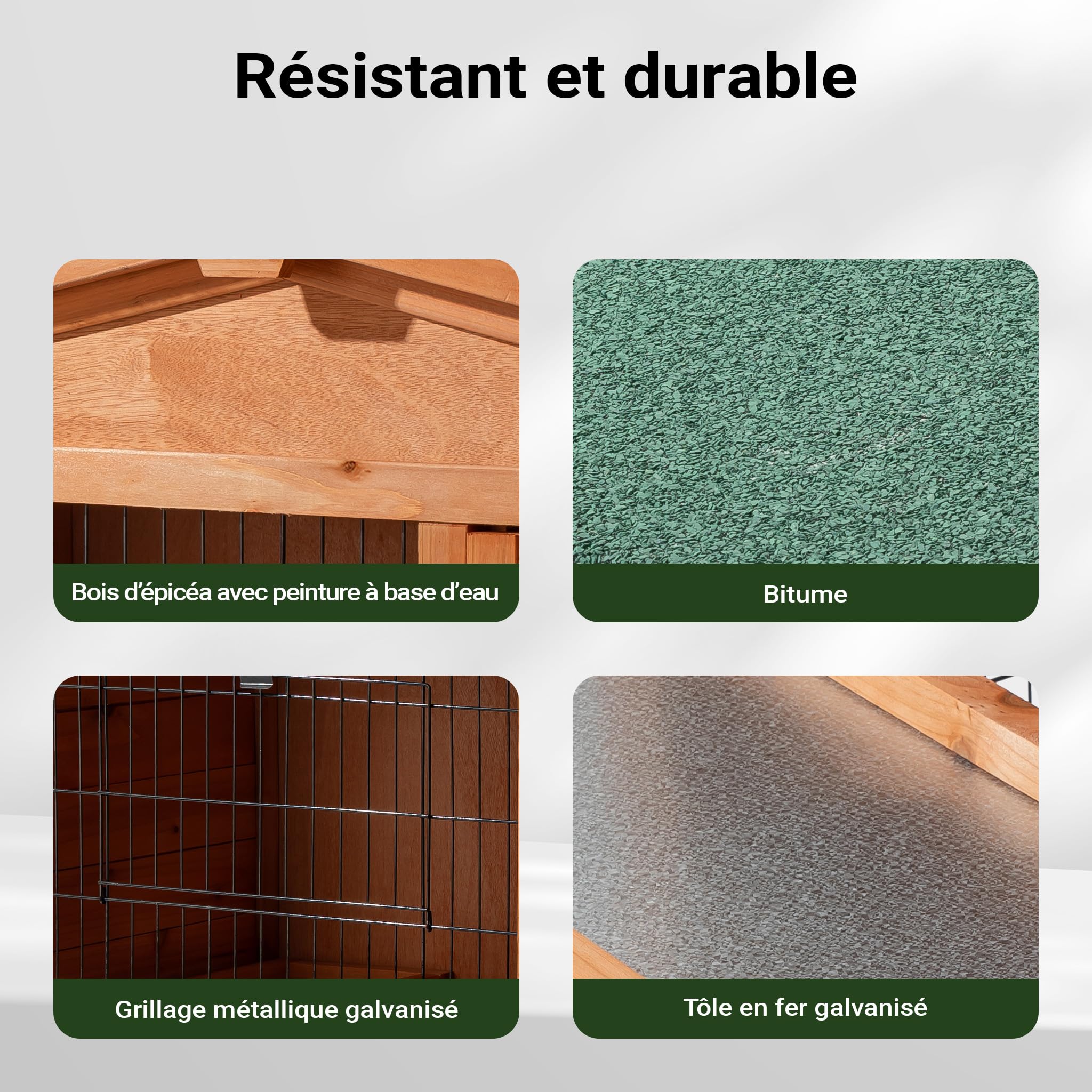 Wiltec Clapier – 1015 x 510 x 1000 mm – 2 étages – Toit bitumé – en Bois de Sapin – avec Rampe et Enclos – Abri Cage pour rongeurs Poulailler Lapinière Nichoir Espace Libre pour Petits Animaux