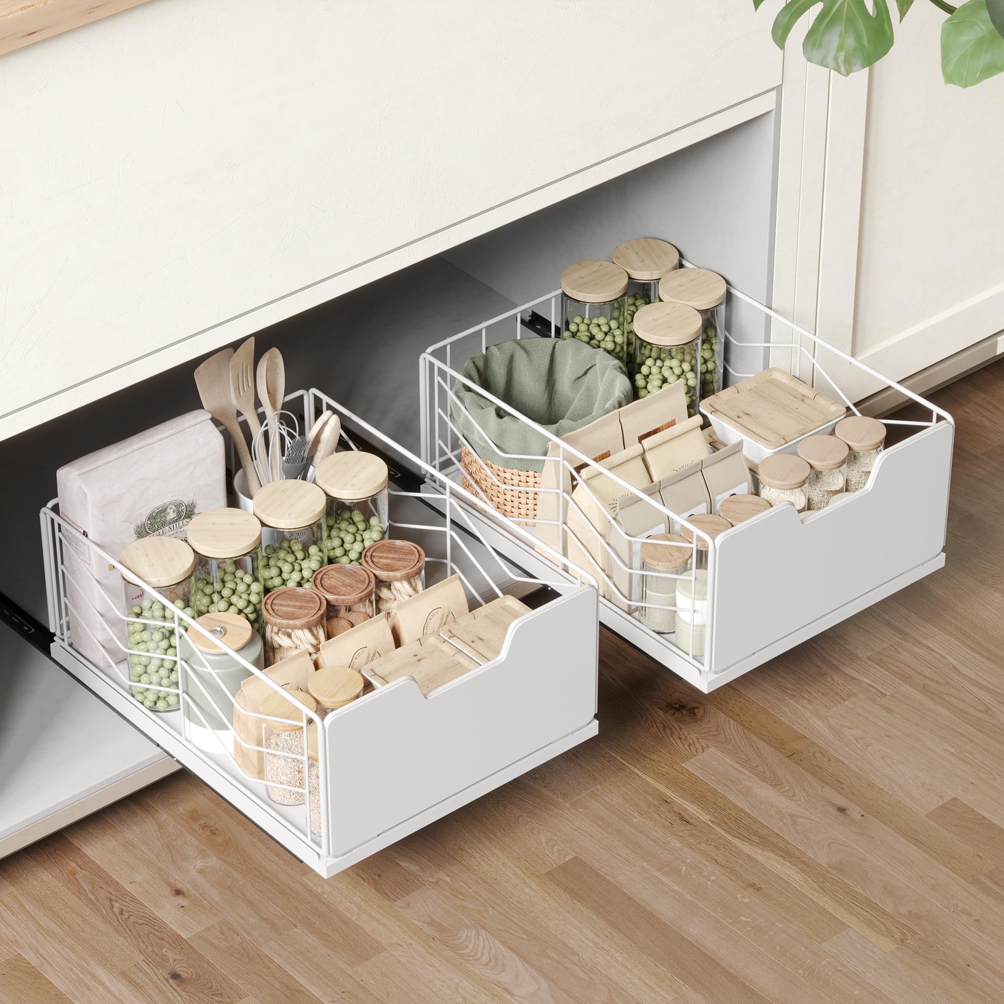 NETEL Ausziehbare Schublade - 4-Wege Erweiterbarer Schubladenorganizer Für Küche & Bad