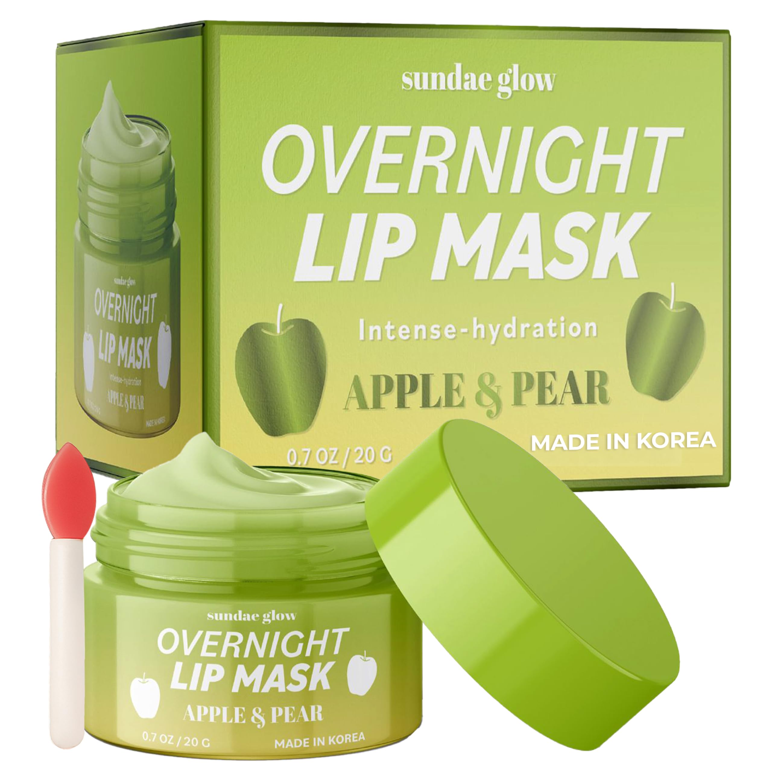 apple & pear lip mask overnight treatment – dermatologist tested, korean skin care – deep moisture & lip hydration repair with shea butter and vitamin e – vegan, clean beauty – 1 pack