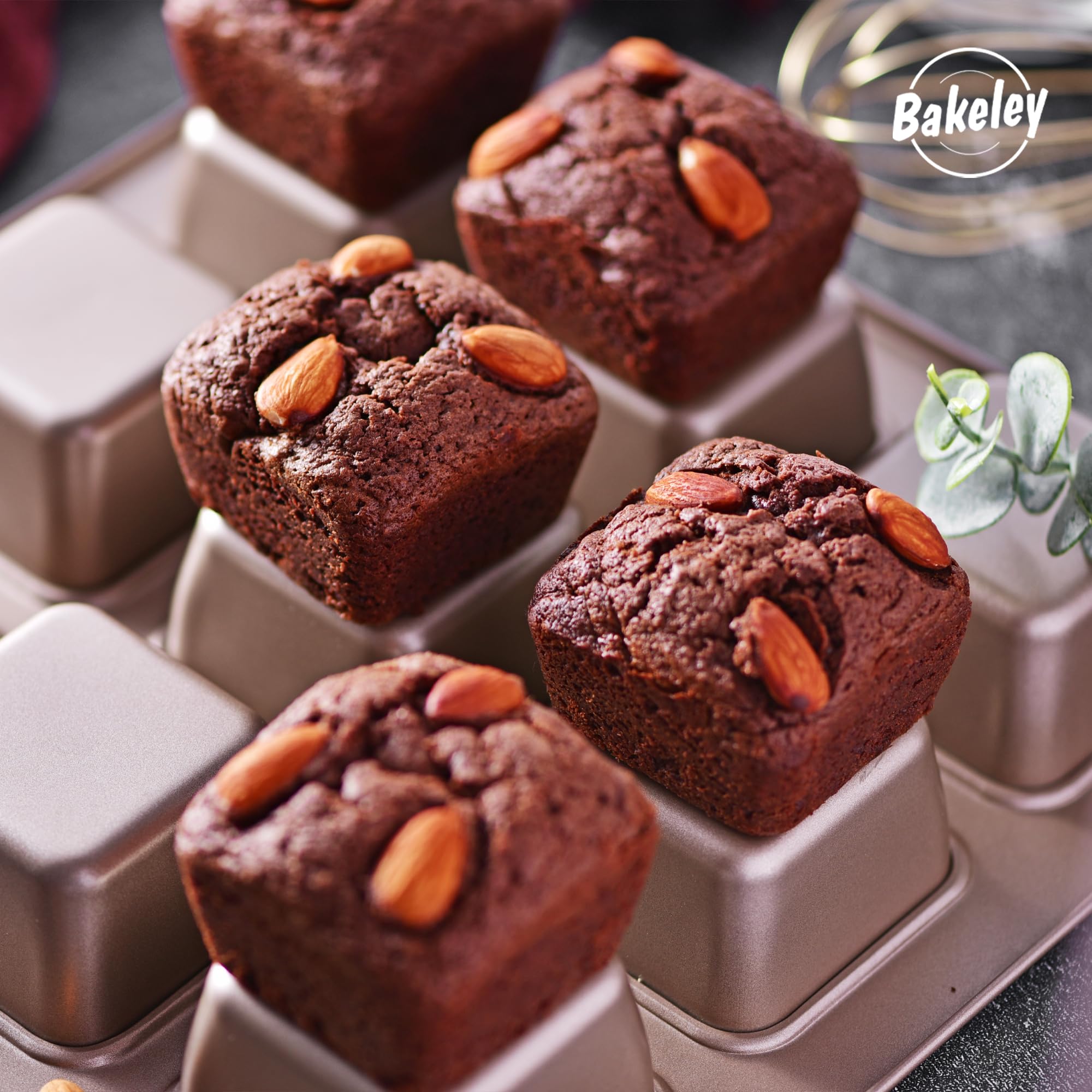 Brownie Kuchenform, 9 Mulden, antihaftbeschichtet, quadratisch, Muffinform, Blondie Backformen zum Backen im Ofen (Champagnergold)