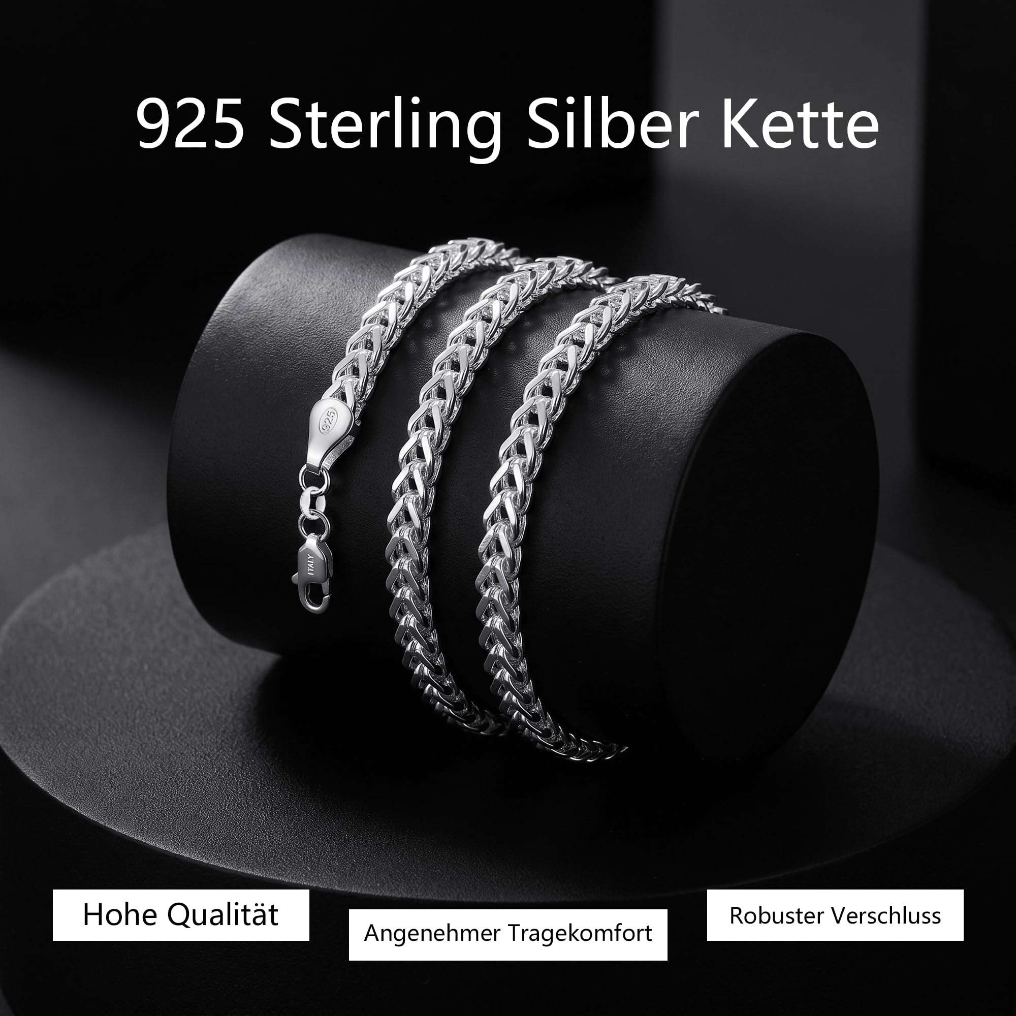 3.5/5/6MM Breit 925 Silber Over Francokette Herren 46/51/56/61/66CM